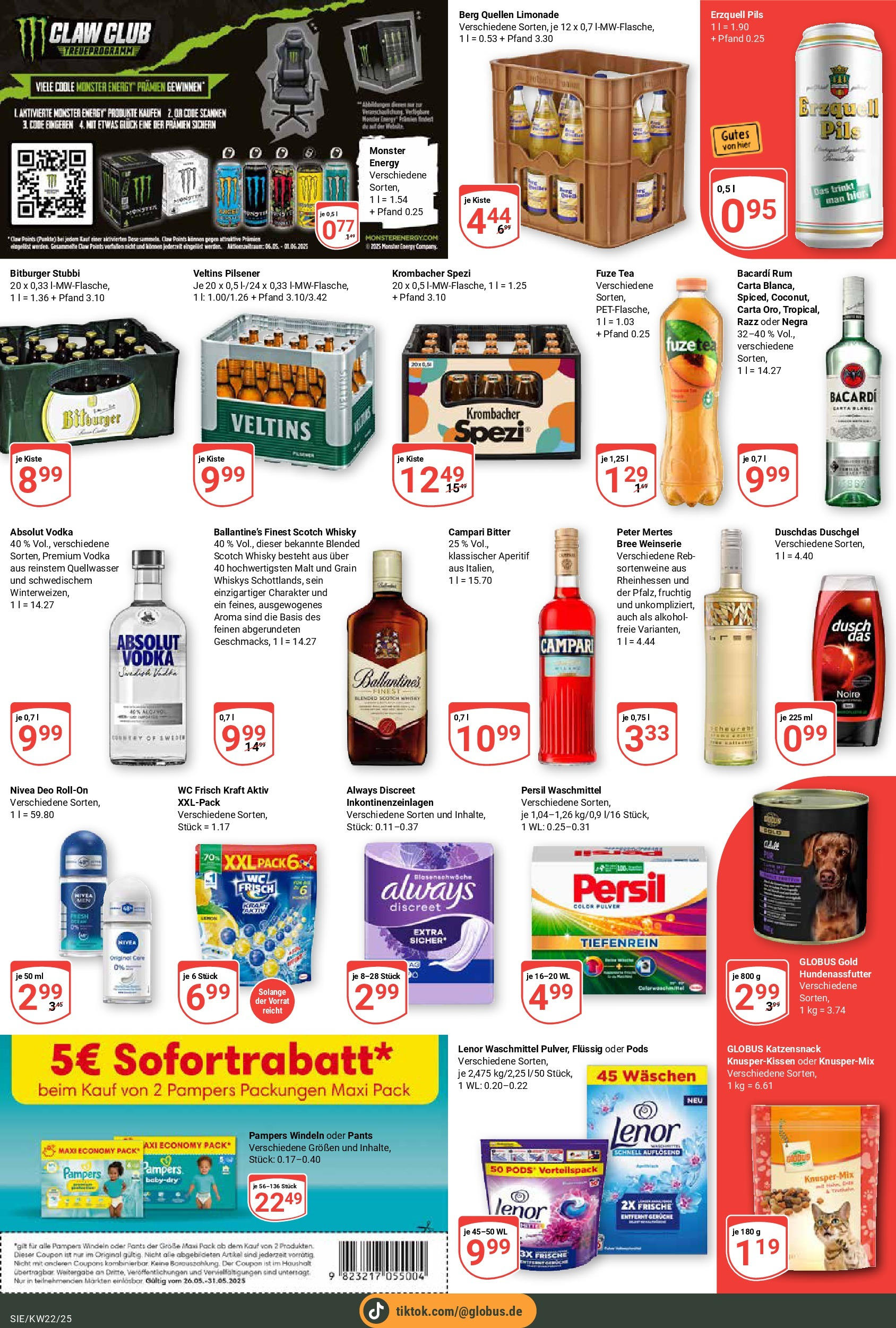 Globus prospekt Siegen	 (ab 25.05.2025) » Angebote online | Seite: 8 | Produkte: Bacardi, Bitburger, Rum, Deo Roll-On
