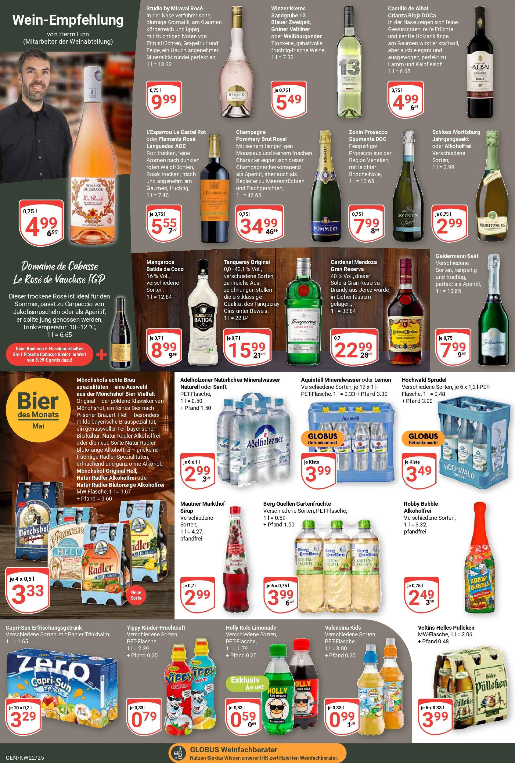 Globus prospekt Gensingen	 (ab 25.05.2025) » Angebote online | Seite: 18 | Produkte: Helles pulleken, Adelholzener, Grapefruit, Prosecco