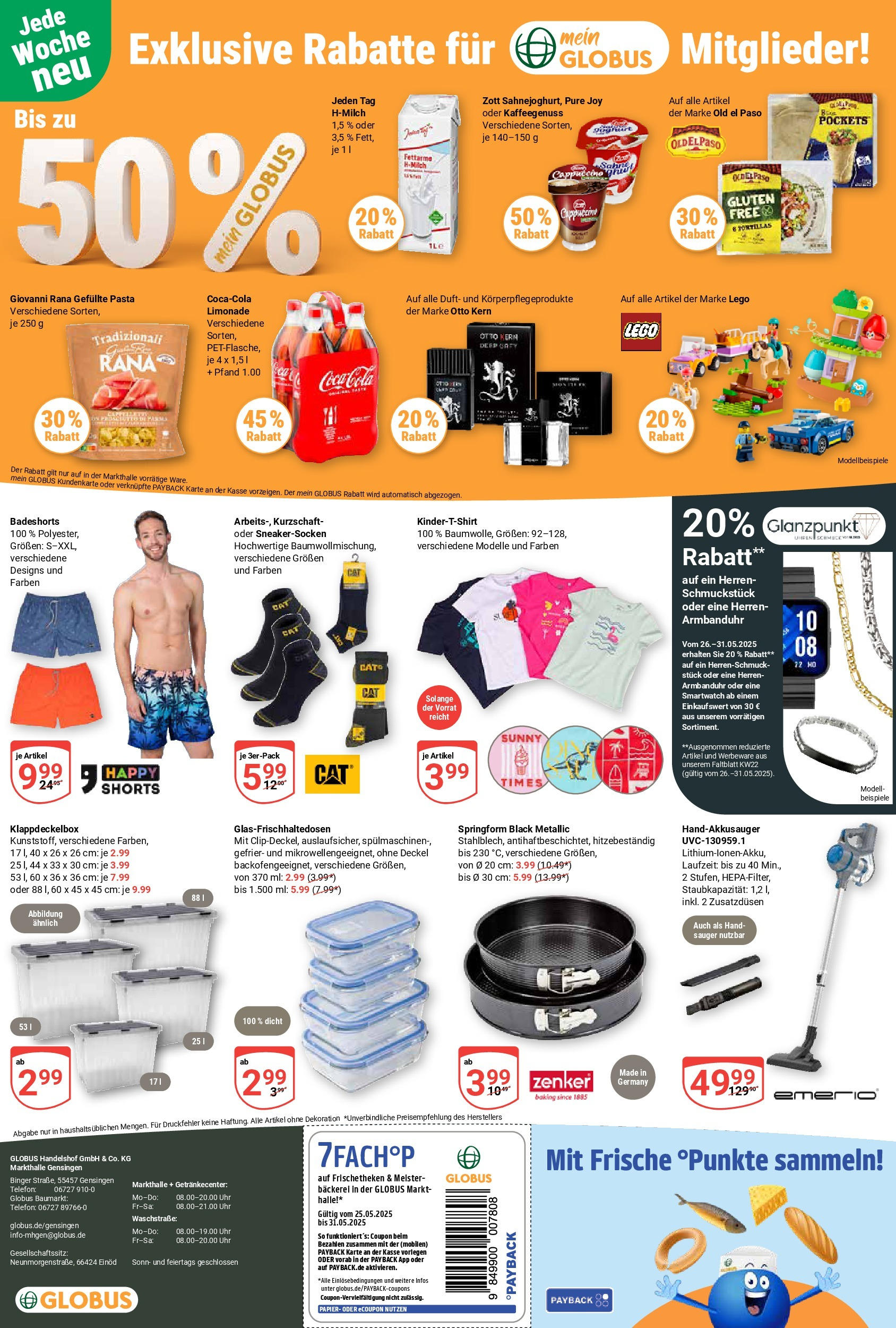Globus prospekt Gensingen	 (ab 25.05.2025) » Angebote online | Seite: 22 | Produkte: Badeshorts, Smartwatch, Box, Pasta