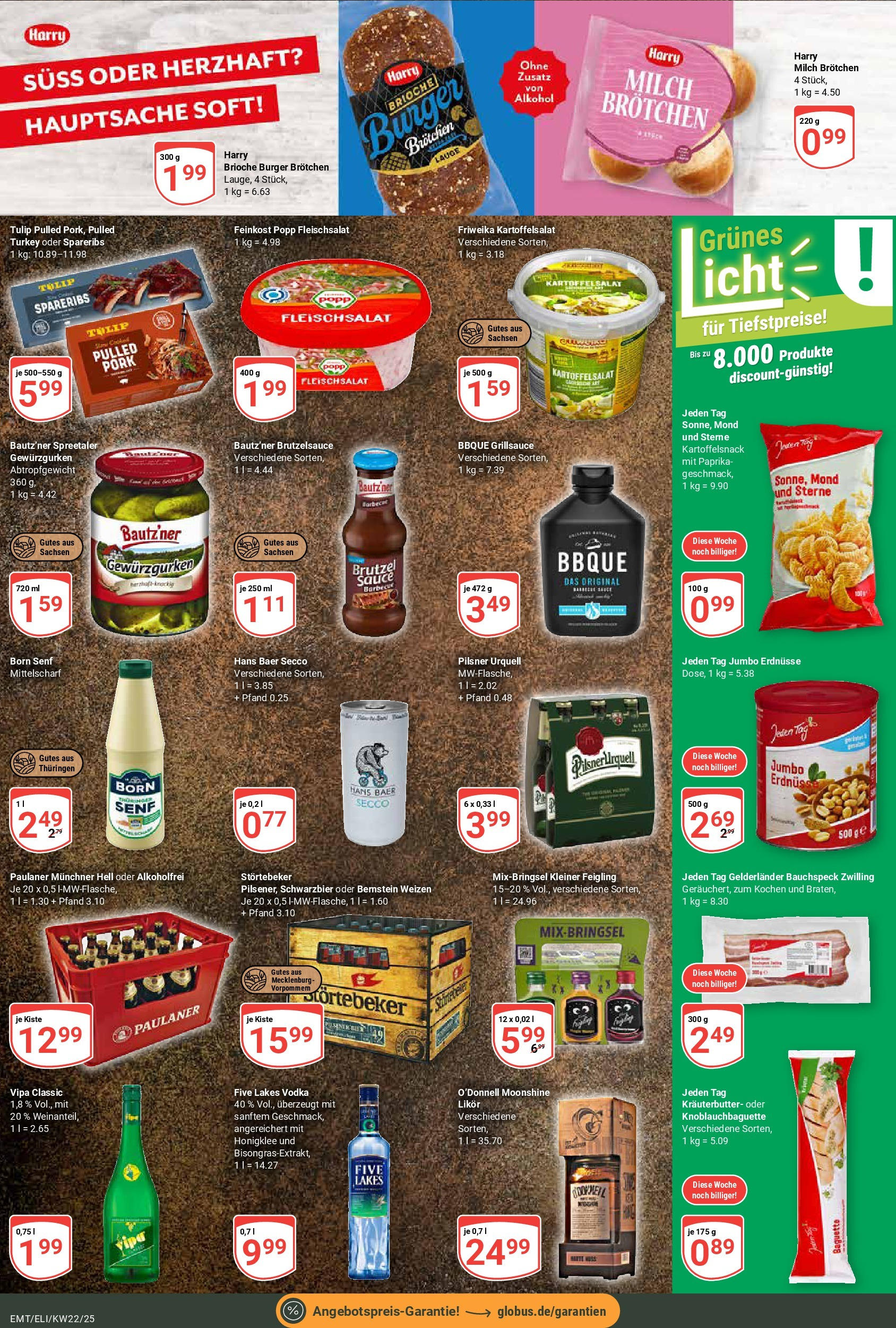 Globus prospekt Erfurt-Linderbach	 (ab 25.05.2025) » Angebote online | Seite: 23 | Produkte: Kleiner feigling, Baguette, Kräuterbutter, Pilsner urquell
