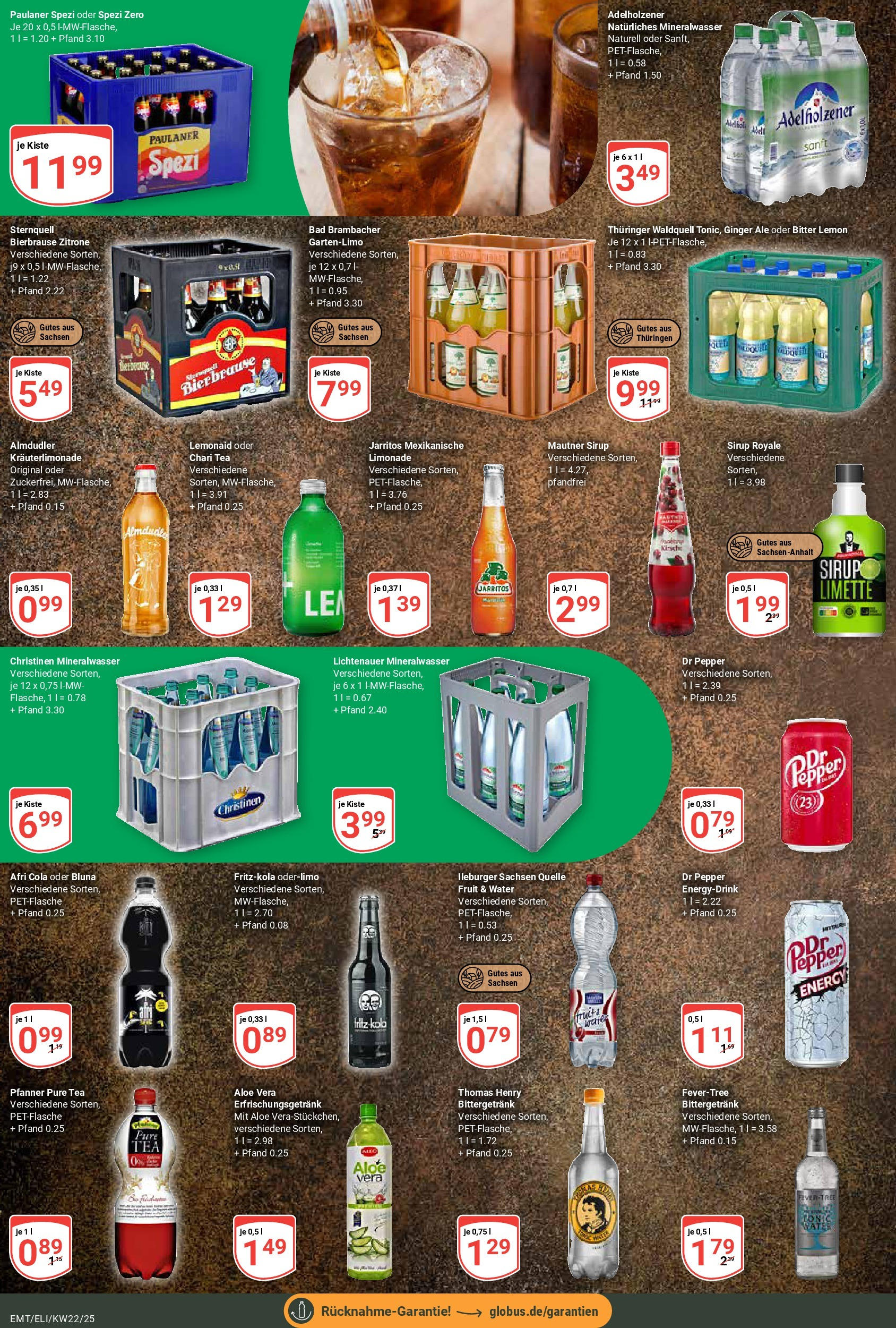 Globus prospekt Erfurt-Linderbach	 (ab 25.05.2025) » Angebote online | Seite: 24 | Produkte: Paulaner spezi, Sirup, Mineralwasser, Paulaner