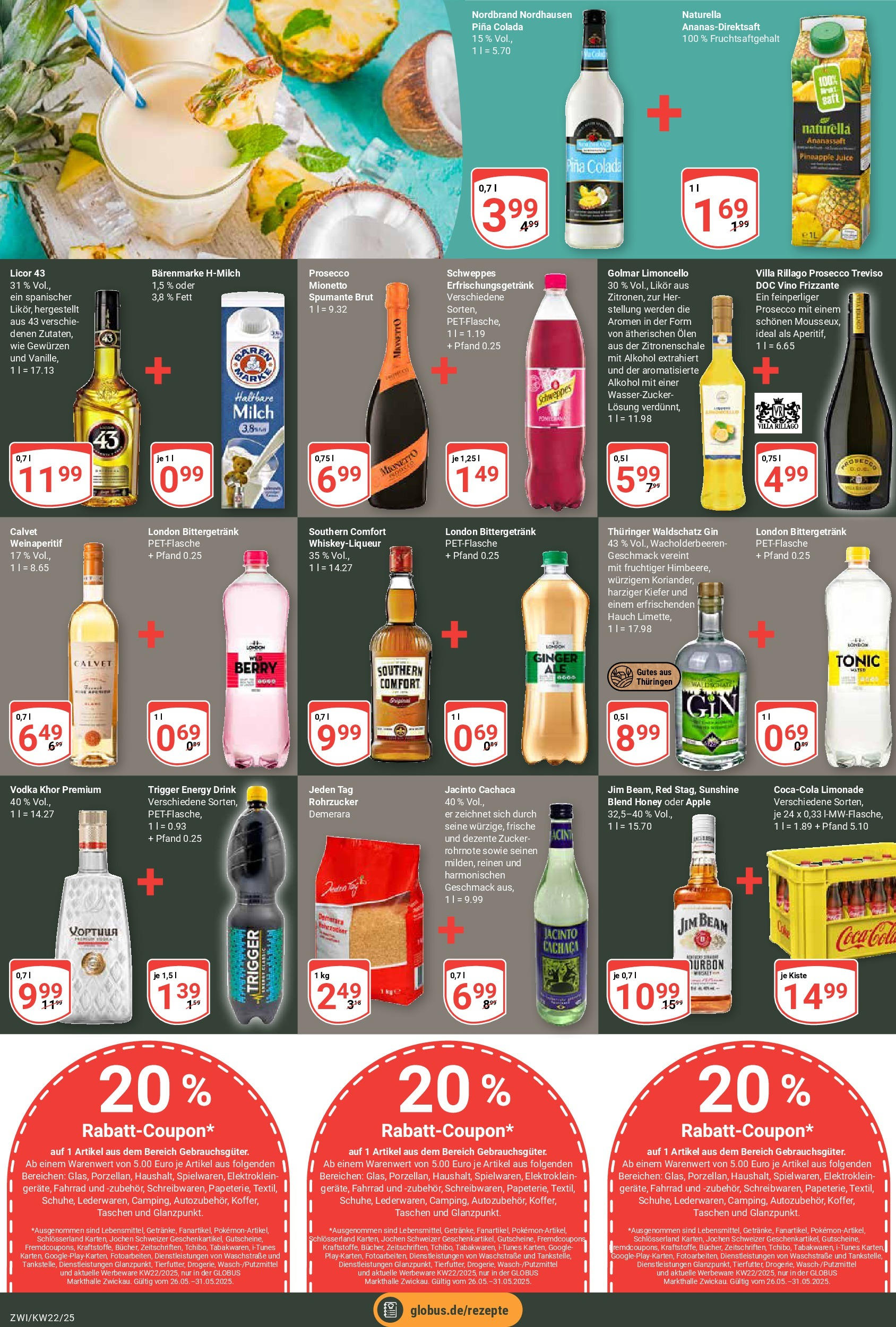 Globus prospekt Zwickau	 (ab 25.05.2025) » Angebote online | Seite: 16 | Produkte: Milch, Haltbare milch, Limette, Gin
