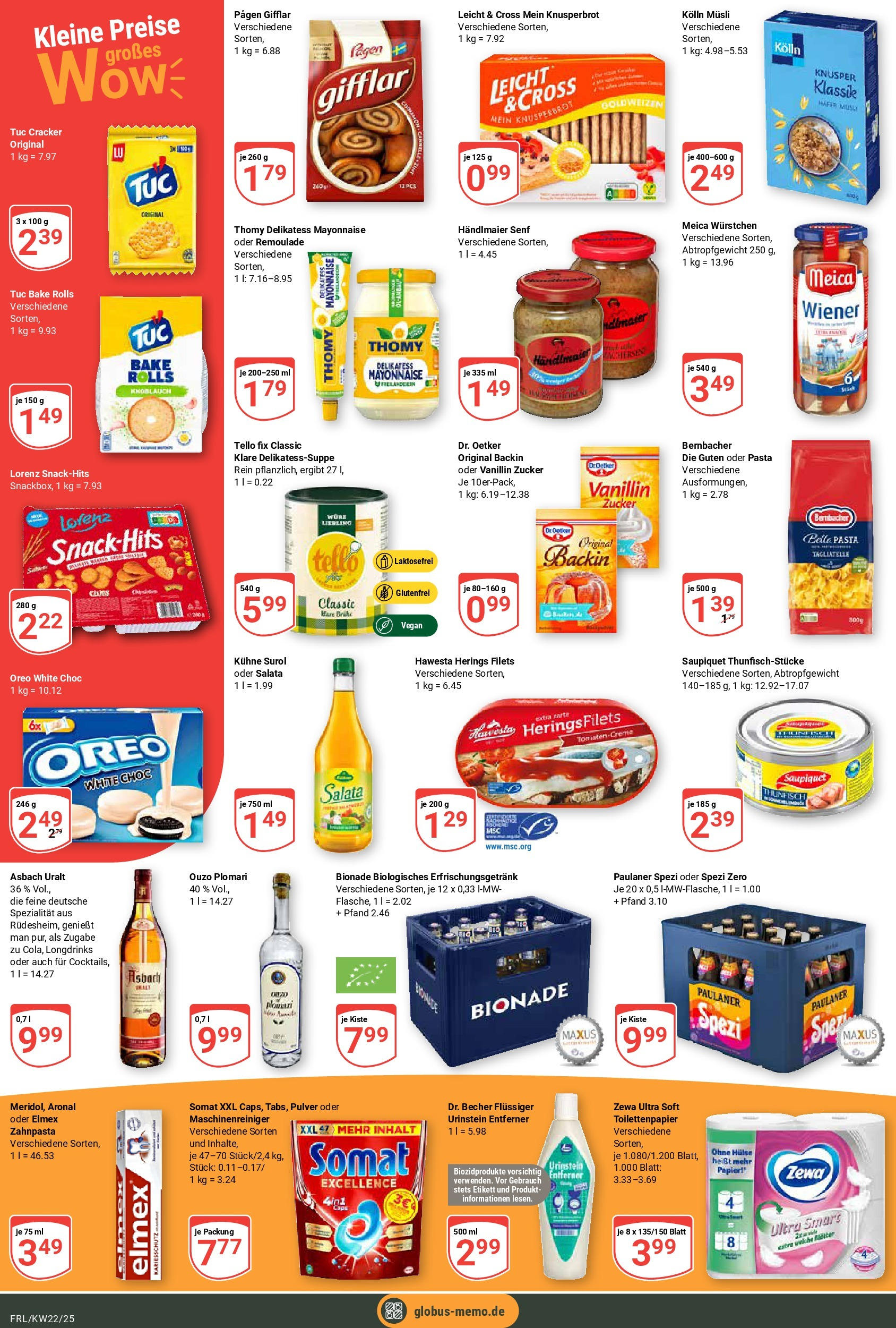 Globus prospekt Freilassing	 (ab 25.05.2025) » Angebote online | Seite: 4 | Produkte: Ouzo, Kolln musli, Paulaner spezi, Asbach