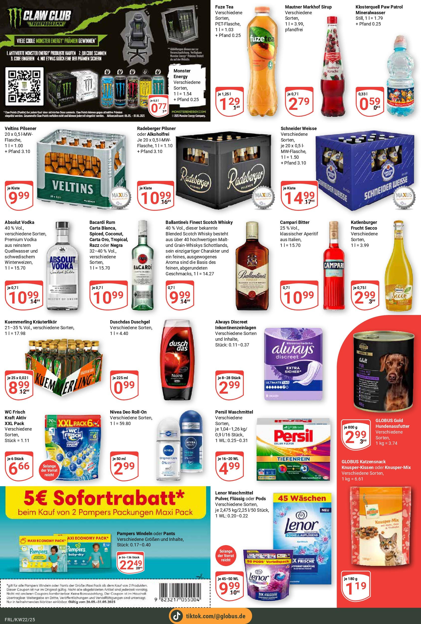 Globus prospekt Freilassing	 (ab 25.05.2025) » Angebote online | Seite: 5 | Produkte: Rum, Sirup, Mineralwasser, Persil
