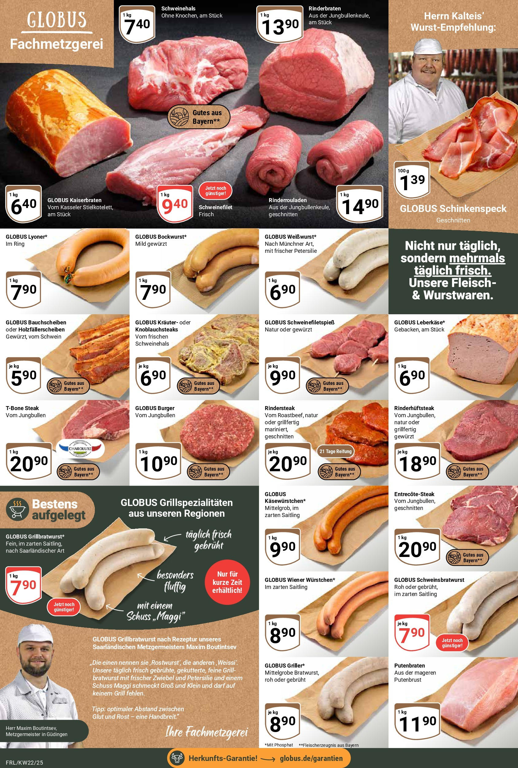 Globus prospekt Freilassing	 (ab 25.05.2025) » Angebote online | Seite: 8 | Produkte: Maggi, Bratwurst, Burger, Steak