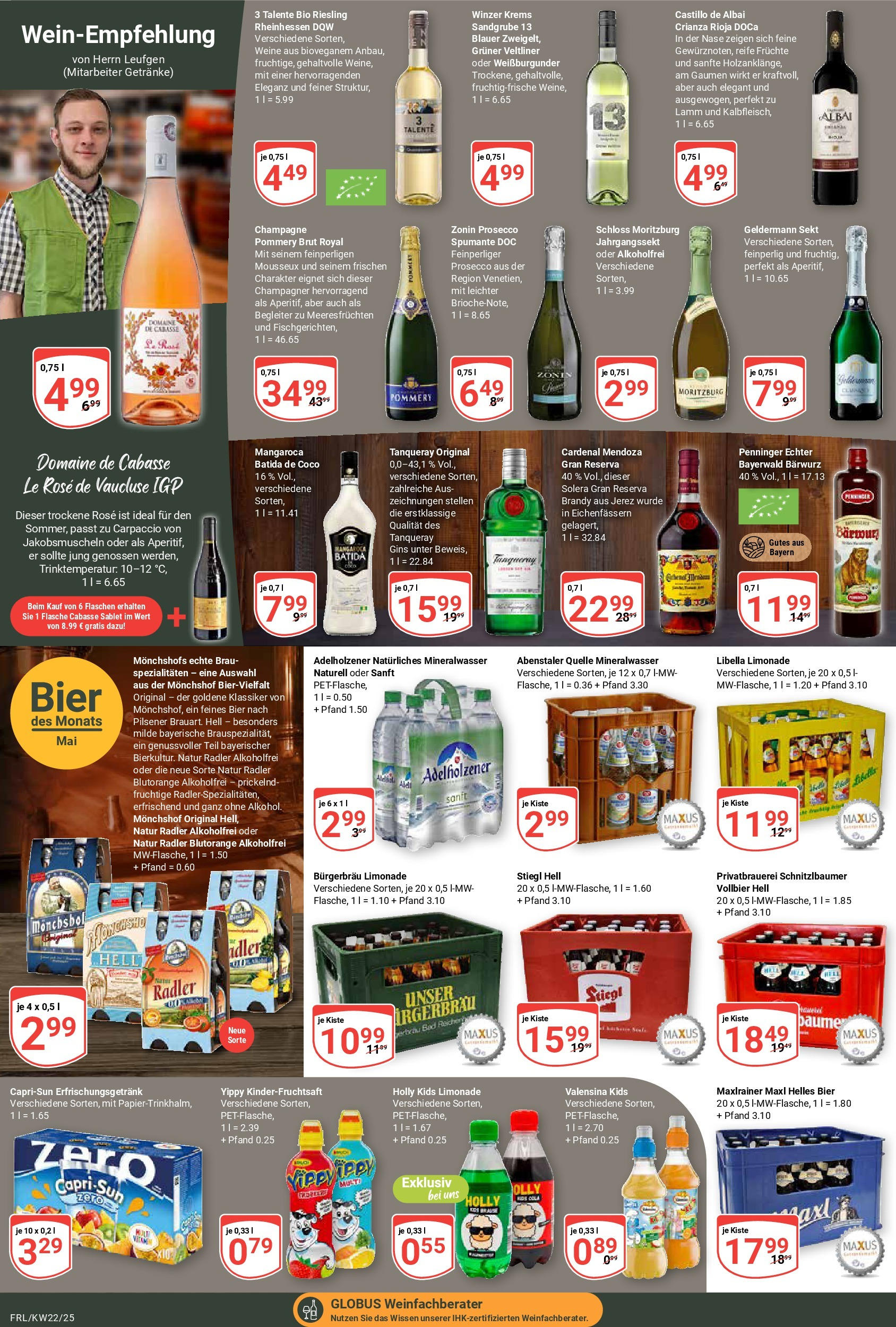 Globus prospekt Freilassing	 (ab 25.05.2025) » Angebote online | Seite: 17 | Produkte: Monchshof, Bier, Radler, Gin