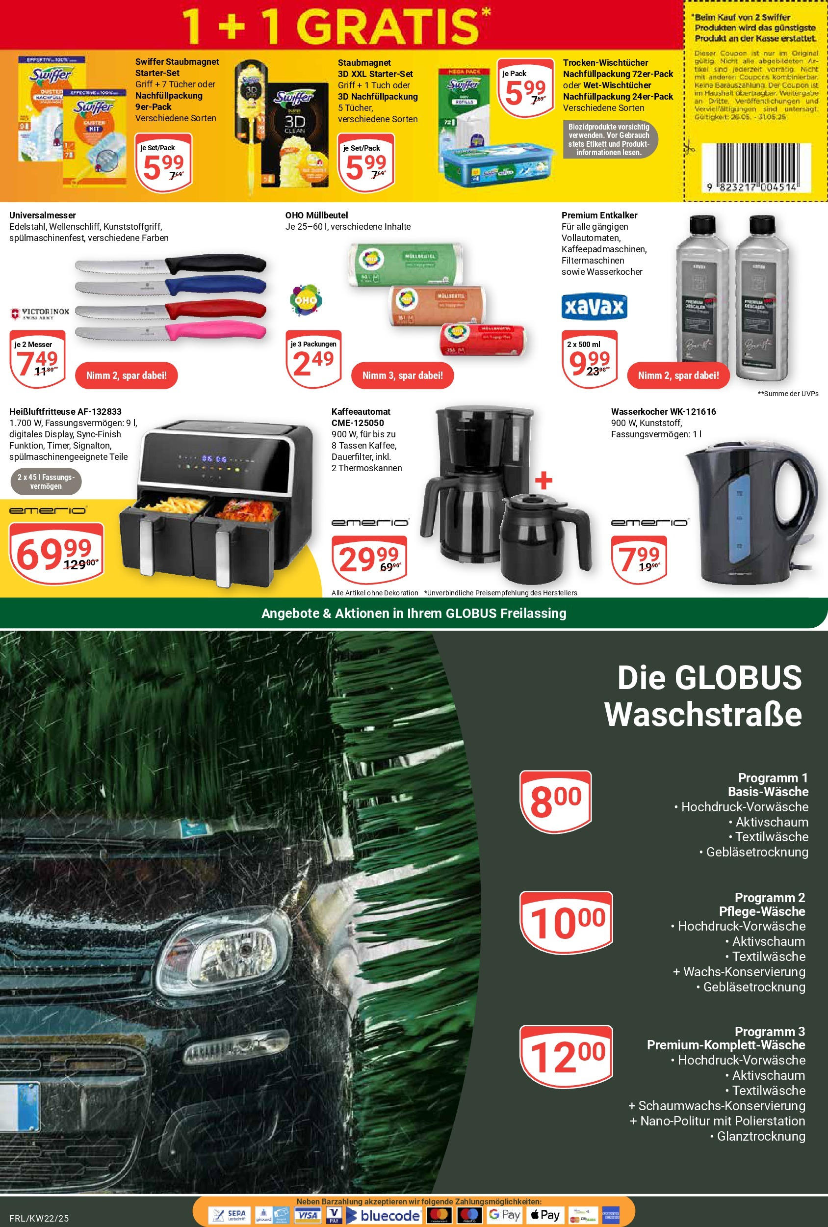 Globus prospekt Freilassing	 (ab 25.05.2025) » Angebote online | Seite: 23 | Produkte: Wasserkocher, Swiffer, Heißluftfritteuse