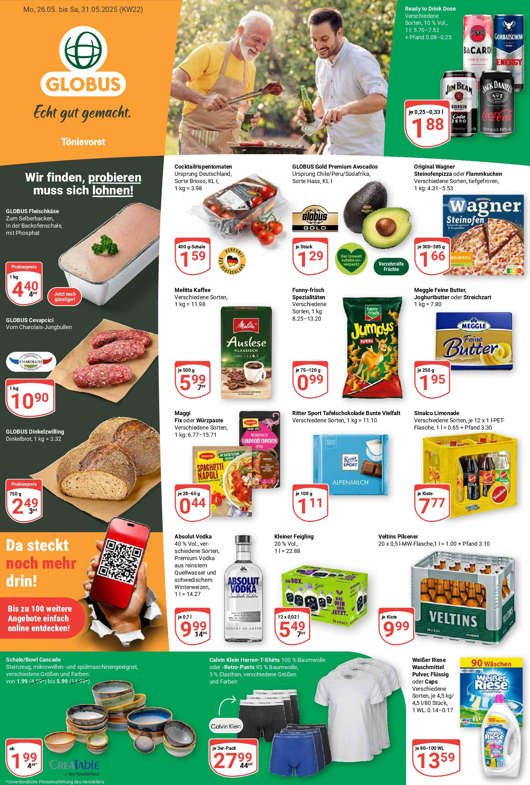 Globus prospekt Tönisvorst	 (ab 25.05.2025) » Angebote online | Seite: 1 | Produkte: Jim beam, Waschmittel, Maggi fix, Bourbon