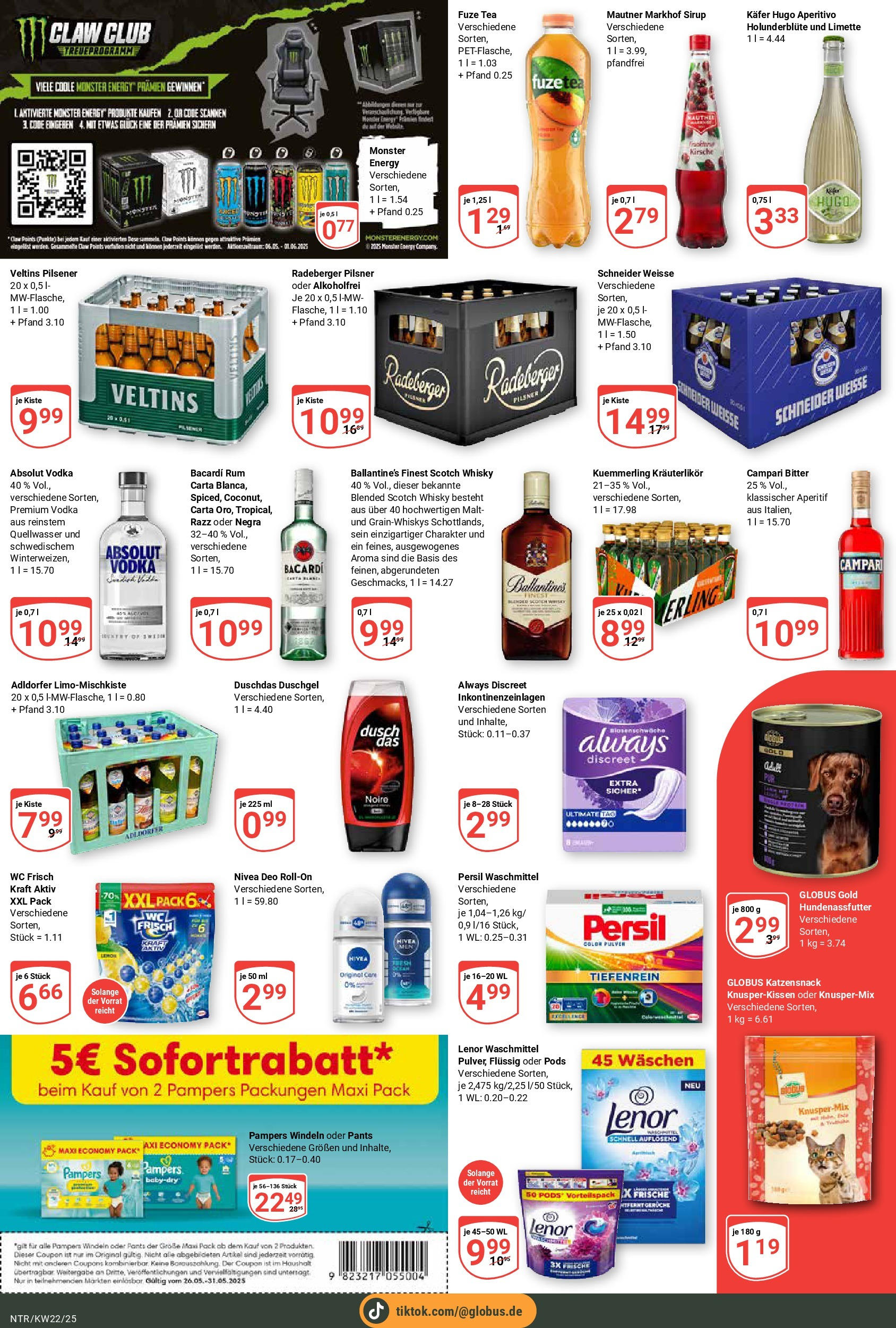 Globus prospekt Neutraubling	 (ab 25.05.2025) » Angebote online | Seite: 5 | Produkte: Campari, Monster, Hugo, Veltins