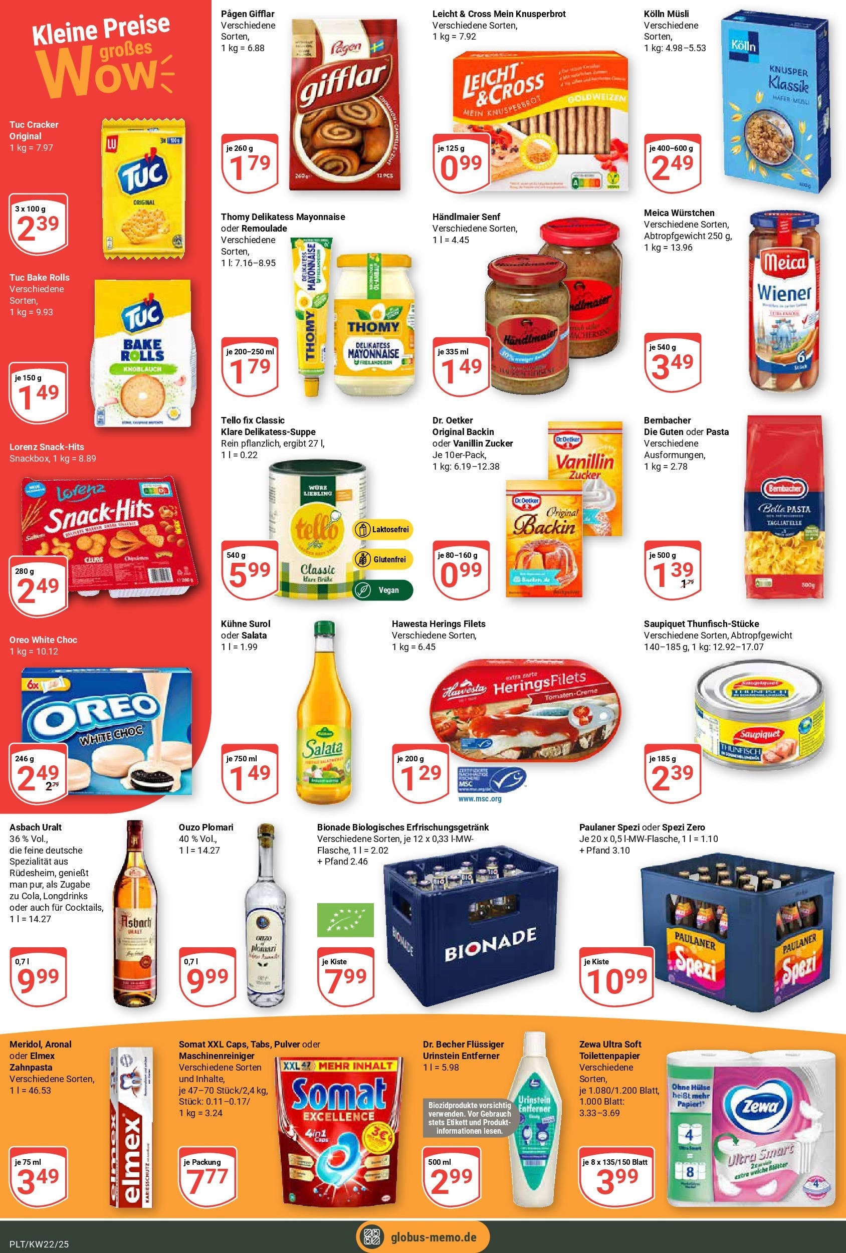 Globus prospekt Plattling	 (ab 25.05.2025) » Angebote online | Seite: 4 | Produkte: Ouzo, Zewa, Mayonnaise, Asbach
