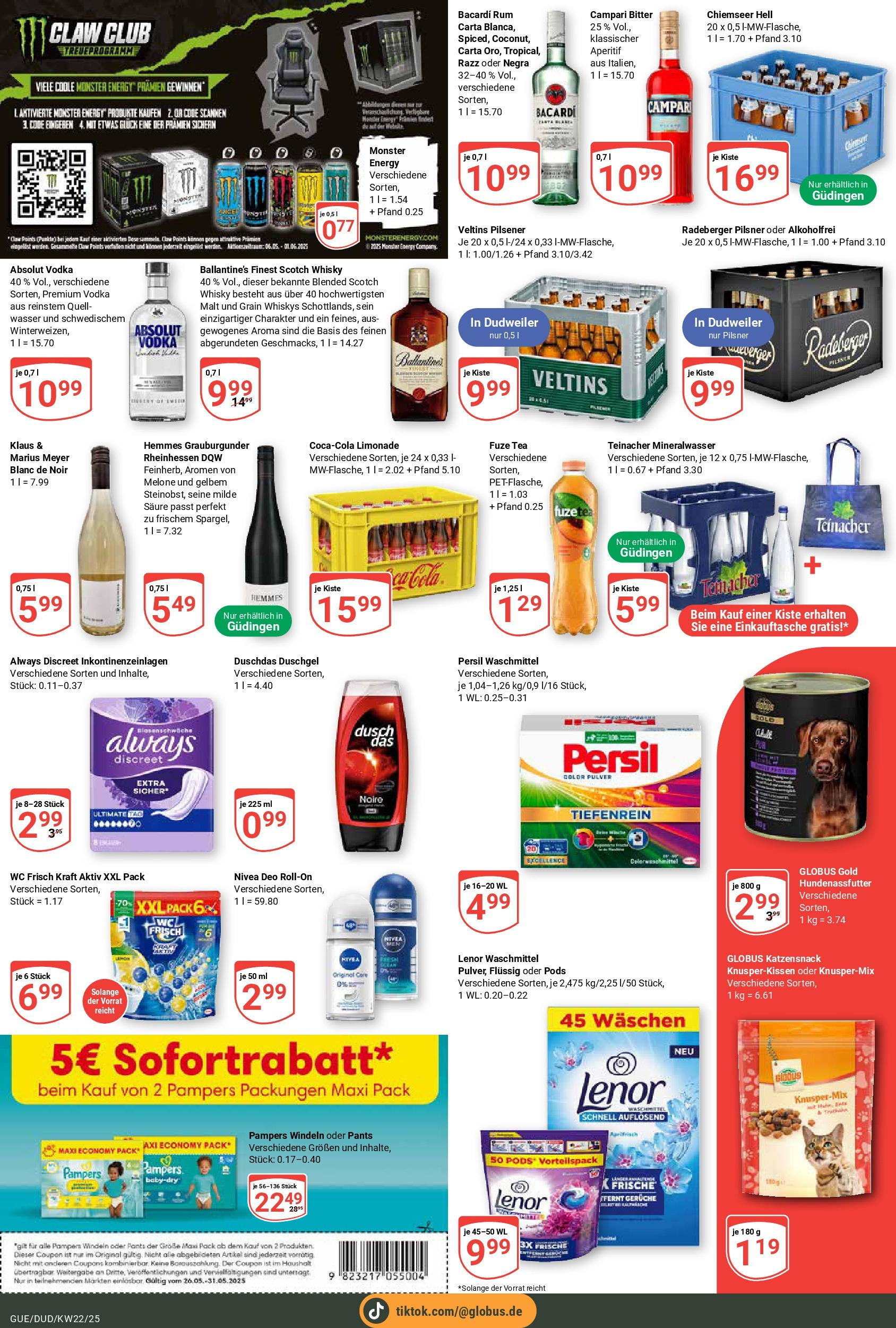 Globus prospekt Saarbrücken-Güdingen	 (ab 25.05.2025) » Angebote online | Seite: 7 | Produkte: Bacardi, Whisky, Rum, Persil