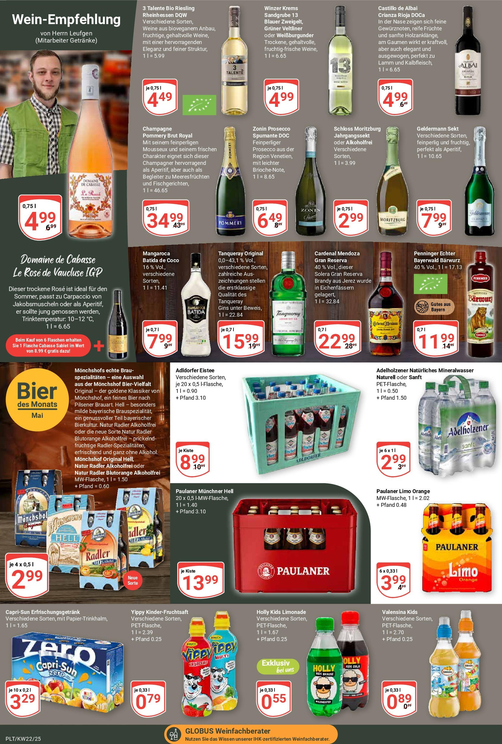 Globus prospekt Plattling	 (ab 25.05.2025) » Angebote online | Seite: 16 | Produkte: Batida de coco, Adelholzener, Prosecco, Radler