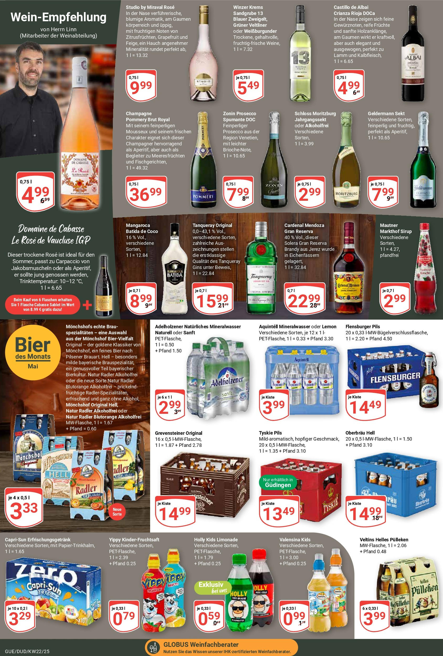 Globus prospekt Saarbrücken-Güdingen	 (ab 25.05.2025) » Angebote online | Seite: 20 | Produkte: Tyskie, Mineralwasser, Gin, Veltins