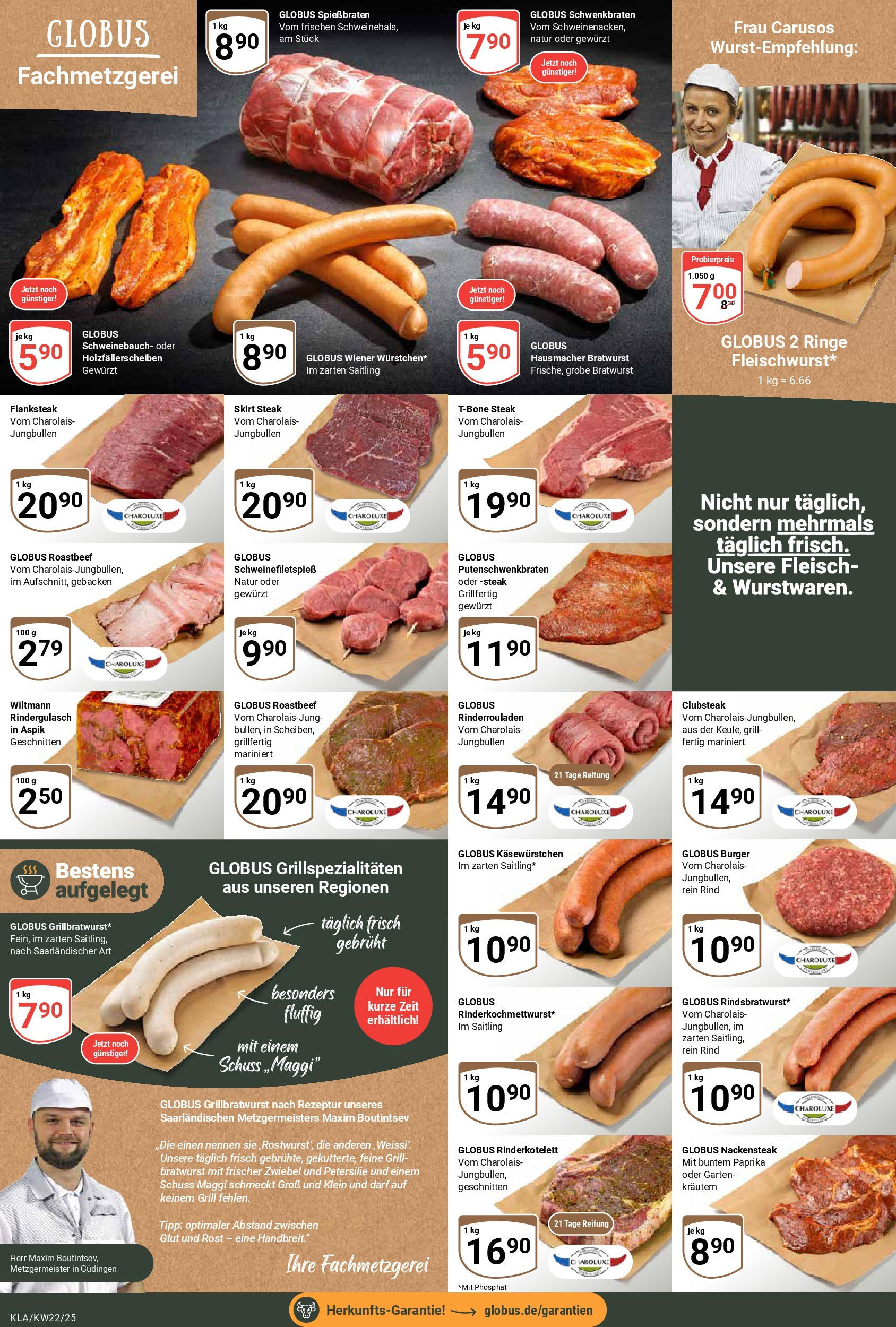 Globus prospekt Kaiserslautern	 (ab 25.05.2025) » Angebote online | Seite: 9 | Produkte: Rinderrouladen, Rindergulasch, Burger, Petersilie