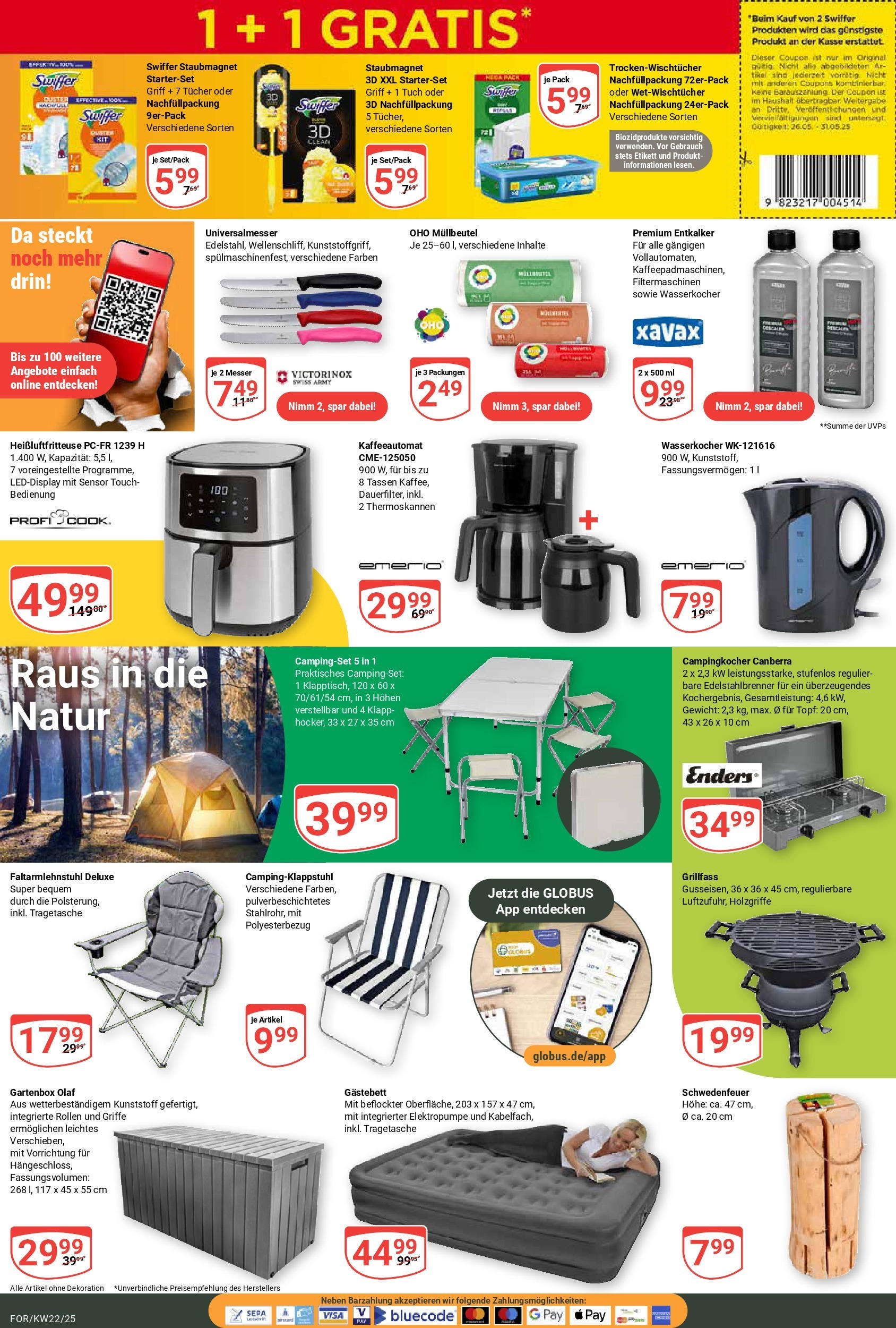Globus prospekt Forchheim	 (ab 25.05.2025) » Angebote online | Seite: 20 | Produkte: Wasserkocher, Box, Swiffer, Heißluftfritteuse