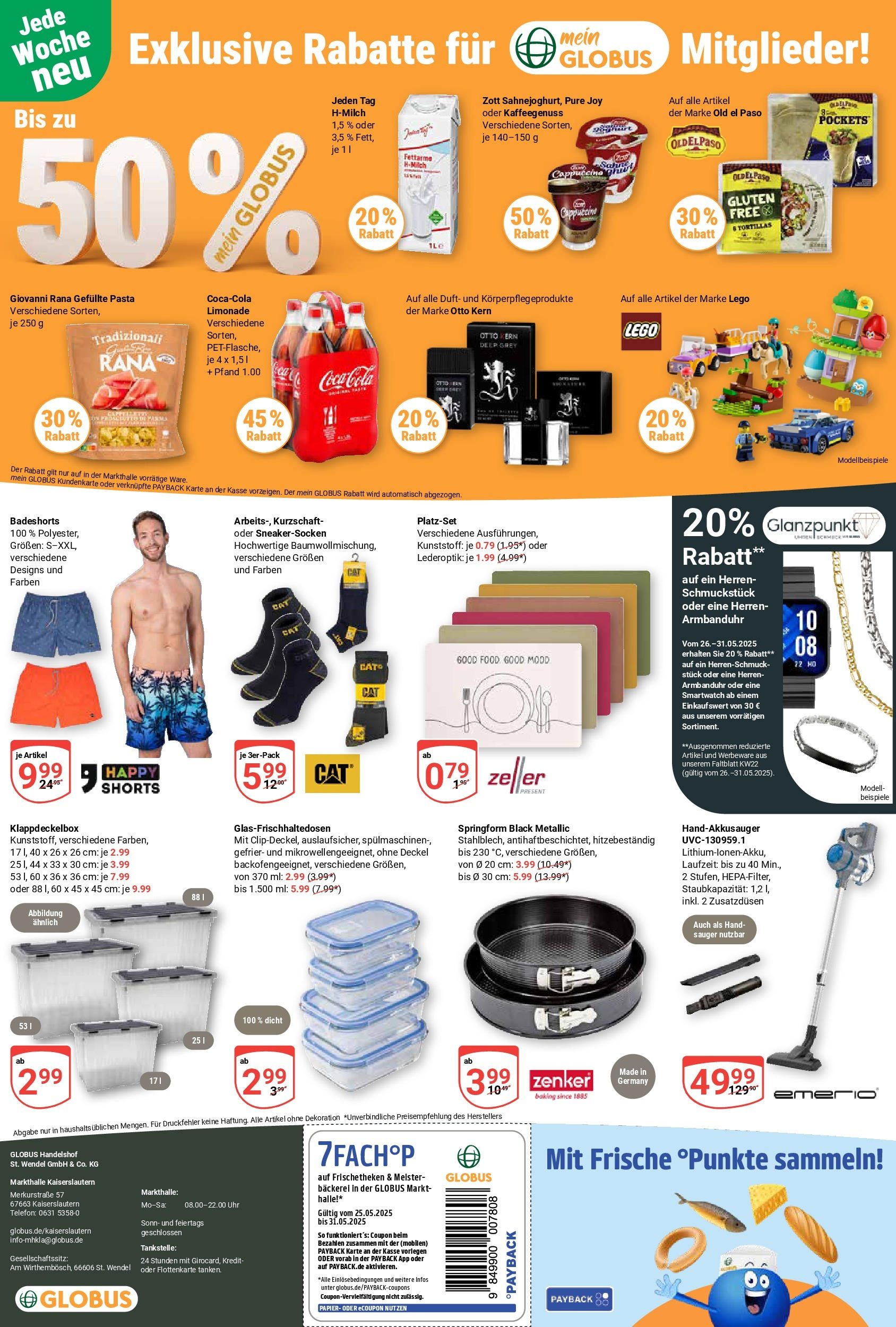 Globus prospekt Kaiserslautern	 (ab 25.05.2025) » Angebote online | Seite: 22 | Produkte: Badeshorts, Smartwatch, Box, Pasta