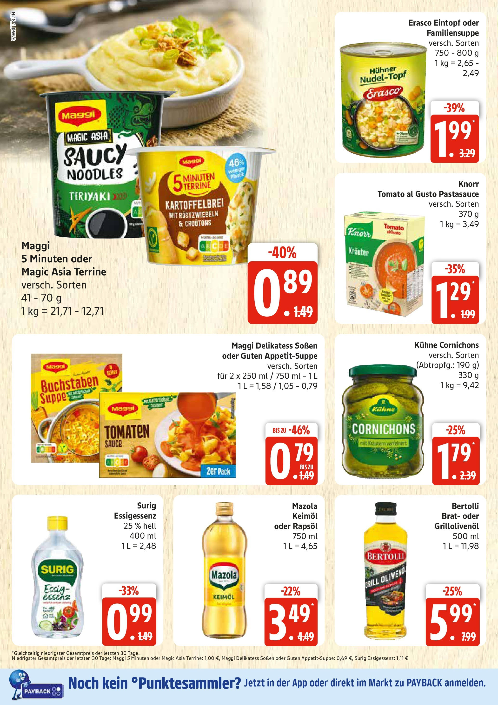 Edeka prospekt Rostock	 (ab 25.05.2025) » Angebote Online | Seite: 18 | Produkte: Essig, Rapsöl, Tomaten, Erasco