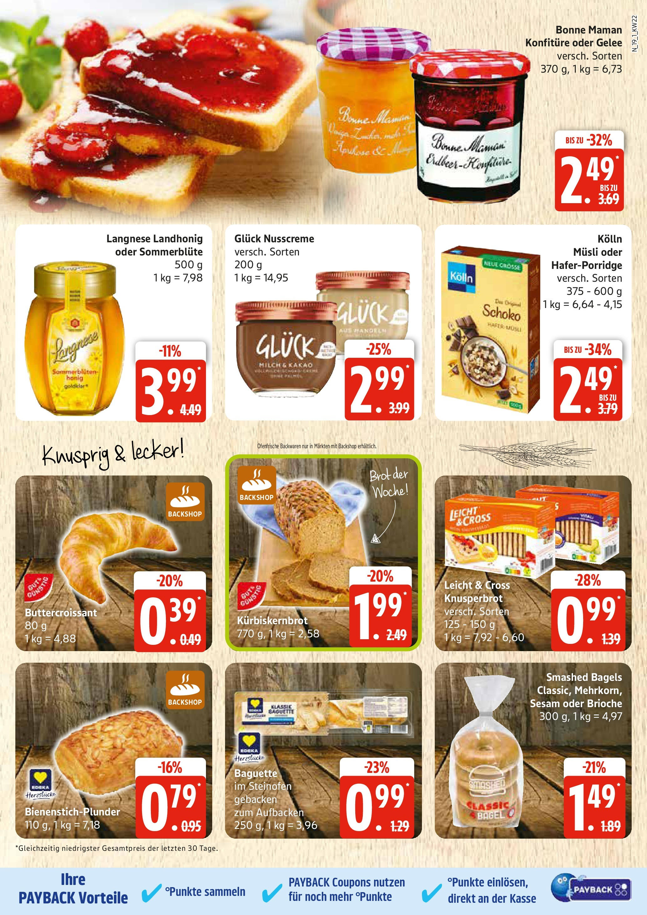 Edeka prospekt Rostock	 (ab 25.05.2025) » Angebote Online | Seite: 19 | Produkte: Langnese, Milch, Baguette, Brot