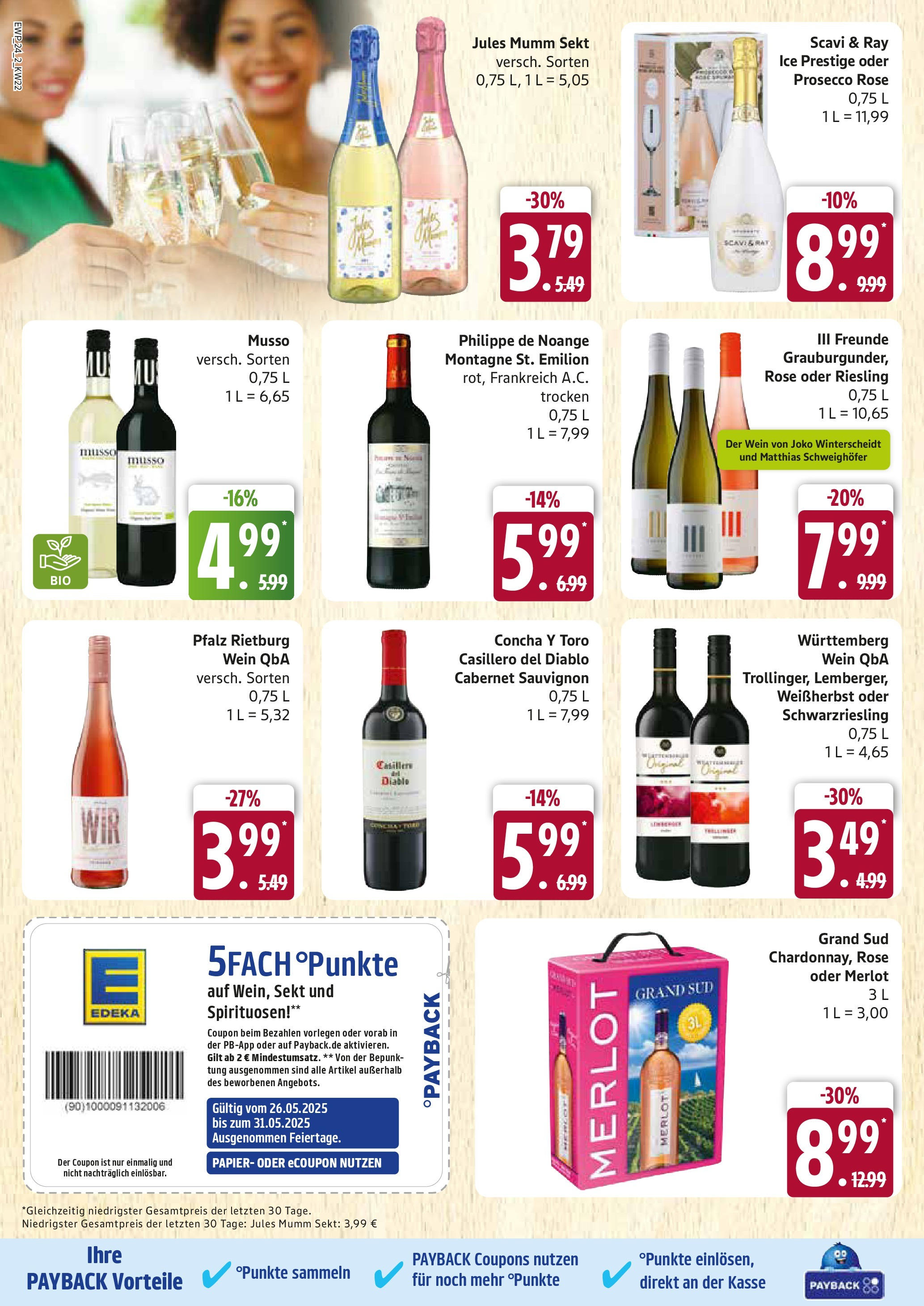 Edeka prospekt Rostock	 (ab 25.05.2025) » Angebote Online | Seite: 24 | Produkte: Mumm sekt, Sekt, Merlot, Grand sud