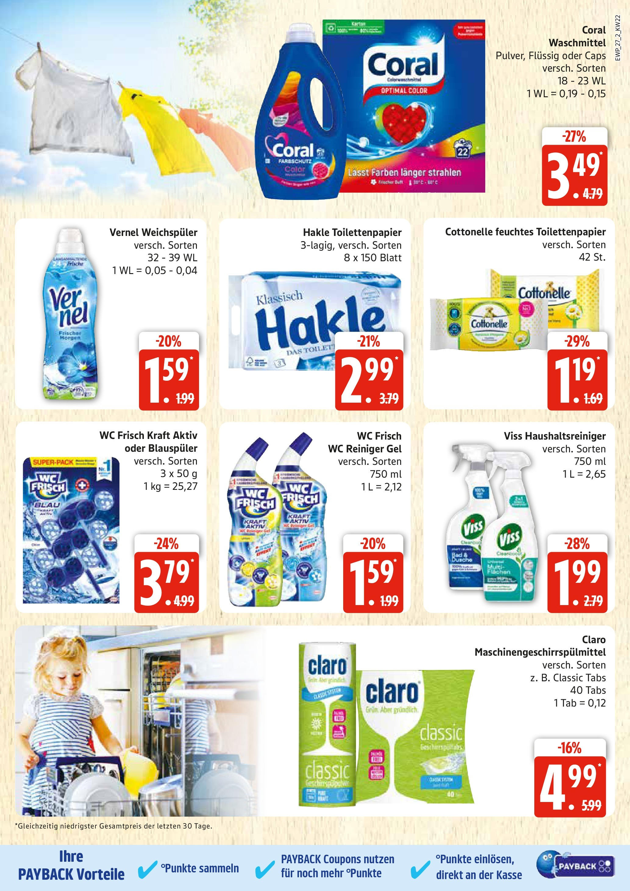 Edeka prospekt Rostock	 (ab 25.05.2025) » Angebote Online | Seite: 27 | Produkte: Coral, Dusche, Coral waschmittel, Toilettenpapier
