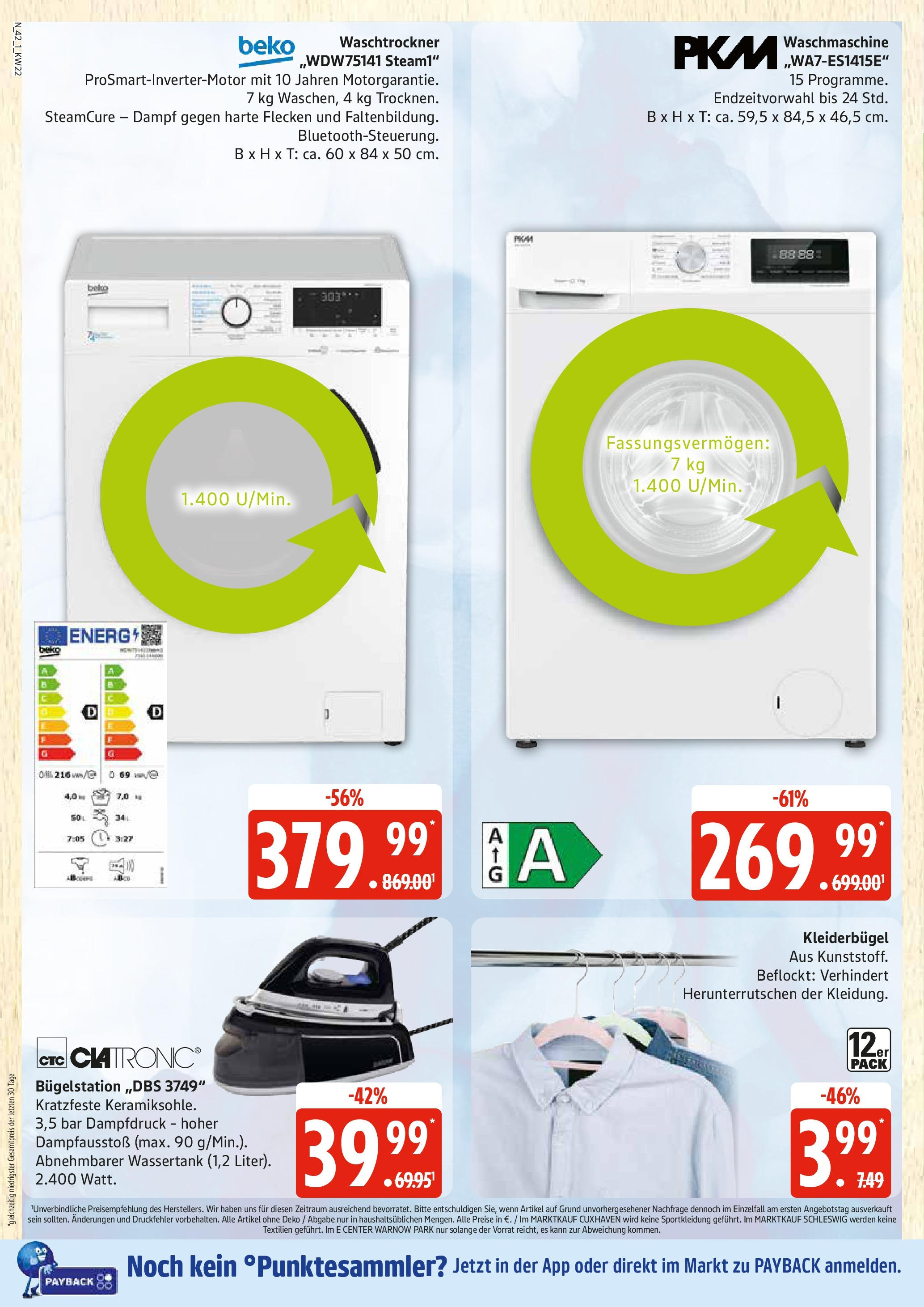 Edeka prospekt Rostock	 (ab 25.05.2025) » Angebote Online | Seite: 42 | Produkte: Energy, Waschmaschine, Kleiderbügel, Waschtrockner