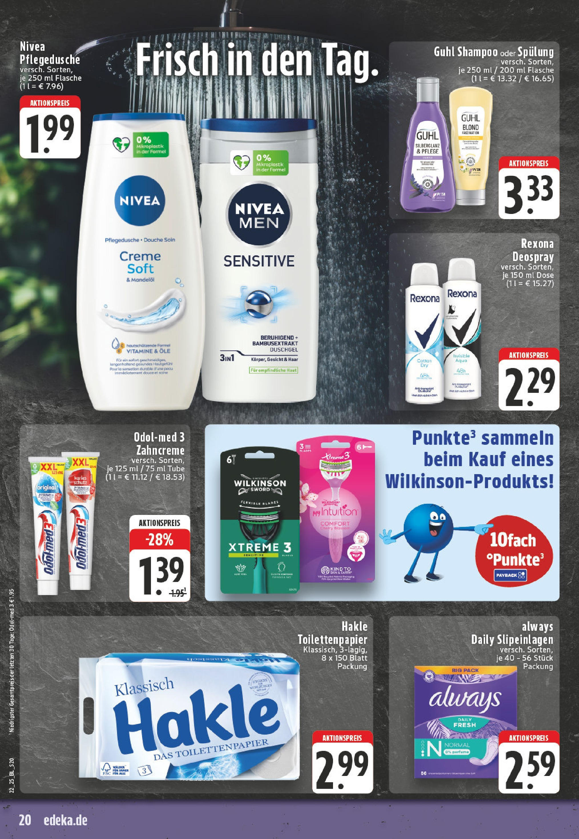 Edeka prospekt Hattingen-Holthausen (ab 25.05.2025) » Angebote Online | Seite: 20 | Produkte: Duschgel, Shower Gel, Deospray, Toilettenpapier Edeka prospekt Hattingen-Holthausen (ab 25.05.2025) » Angebote Online | Seite: 20 | Produkte: Duschgel, Shower Gel, Deospray, Toilettenpapier