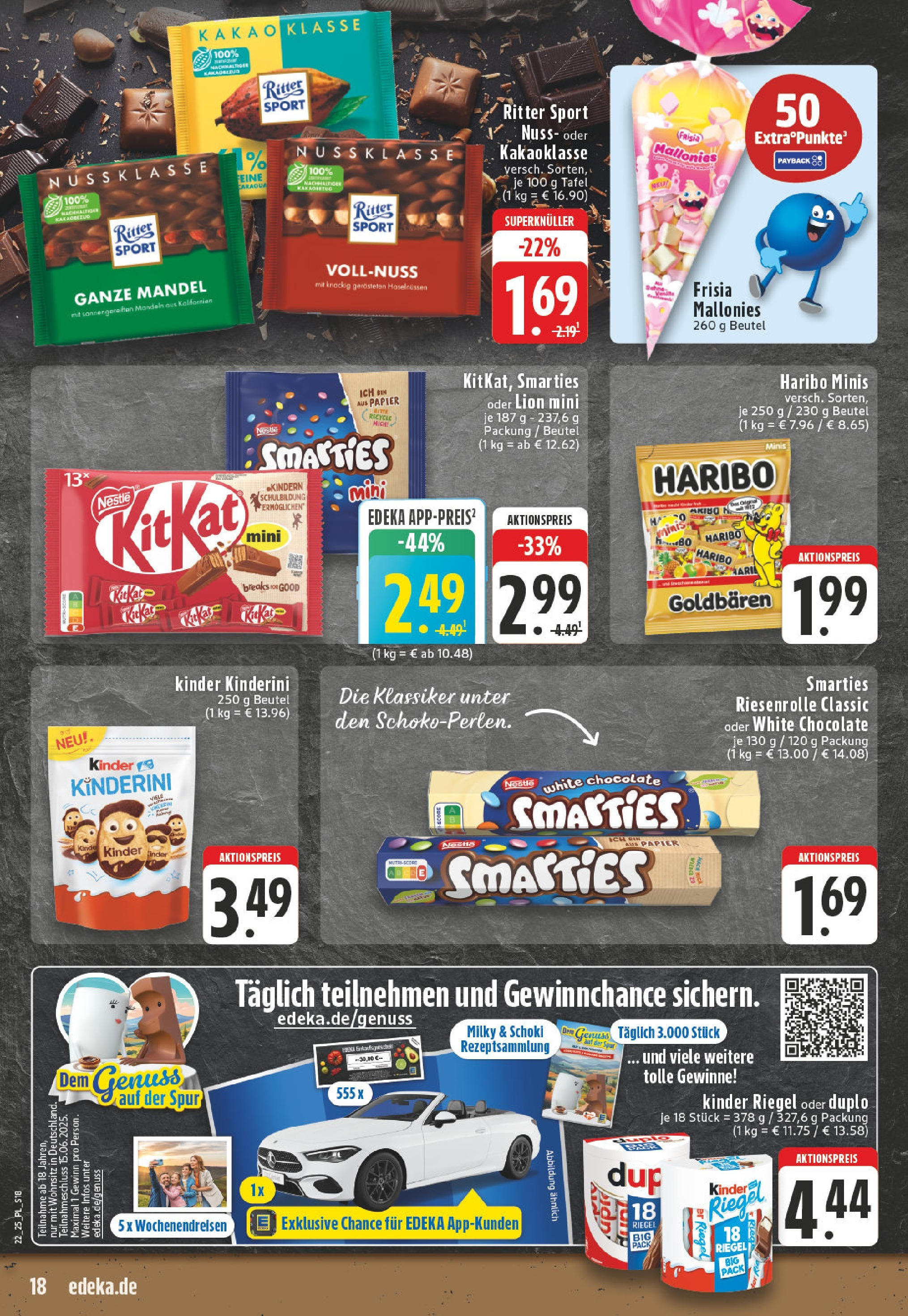 Edeka prospekt Castrop-Rauxel (ab 25.05.2025) » Angebote Online | Seite: 18 | Produkte: Haribo, Ritter sport, Smarties, Kinder riegel Edeka prospekt Castrop-Rauxel (ab 25.05.2025) » Angebote Online | Seite: 18 | Produkte: Haribo, Ritter sport, Smarties, Kinder riegel