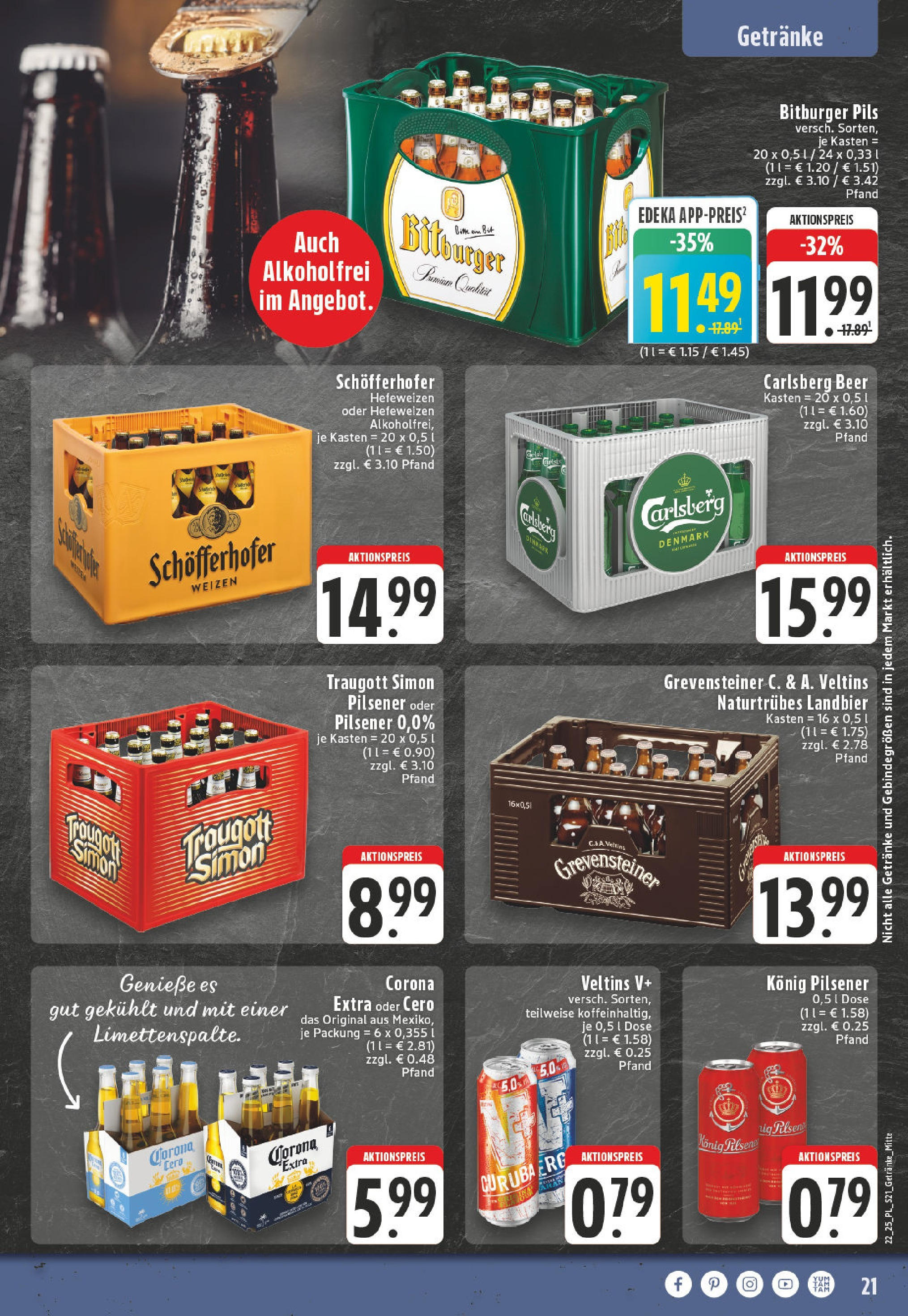 Edeka prospekt Castrop-Rauxel (ab 25.05.2025) » Angebote Online | Seite: 21 | Produkte: Bitburger, Carlsberg, Pils, Veltins Edeka prospekt Castrop-Rauxel (ab 25.05.2025) » Angebote Online | Seite: 21 | Produkte: Bitburger, Carlsberg, Pils, Veltins