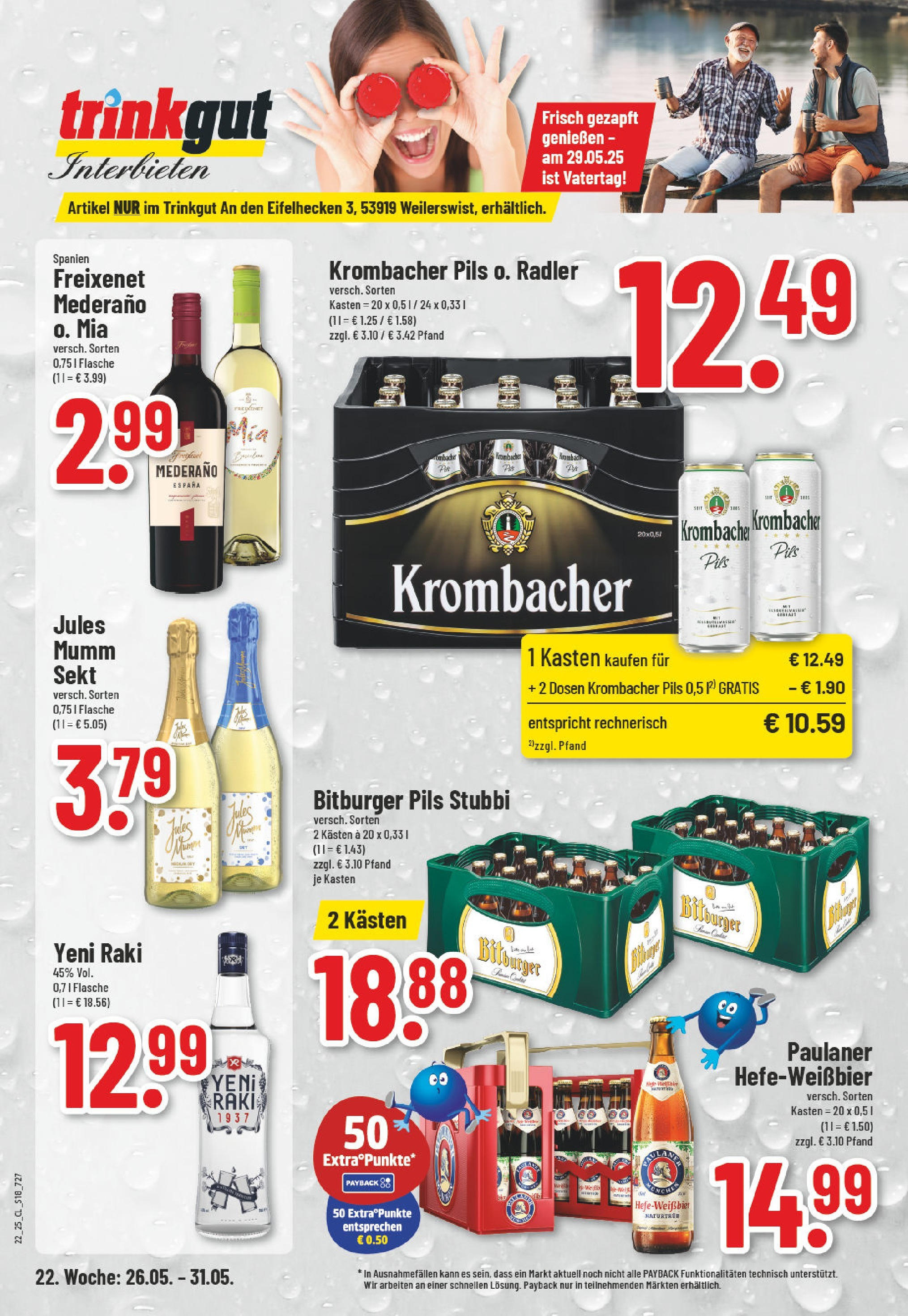 Edeka prospekt Weilerswist	 (ab 25.05.2025) » Angebote Online | Seite: 18 | Produkte: Bitburger, Jules mumm, Radler, Paulaner