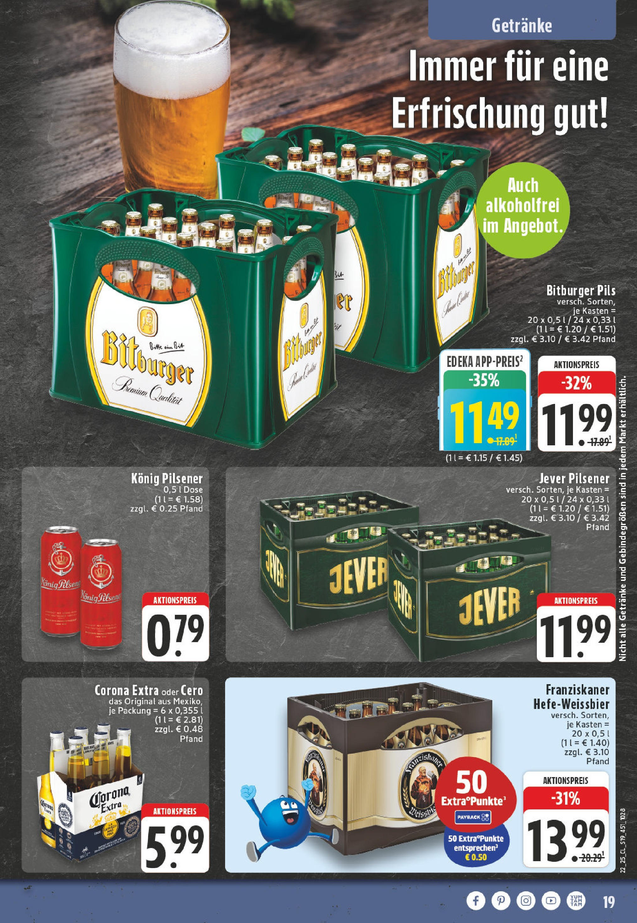 Edeka prospekt Montabaur	 (ab 25.05.2025) » Angebote Online | Seite: 19 | Produkte: Bitburger, Franziskaner, Konig pilsener, Jever