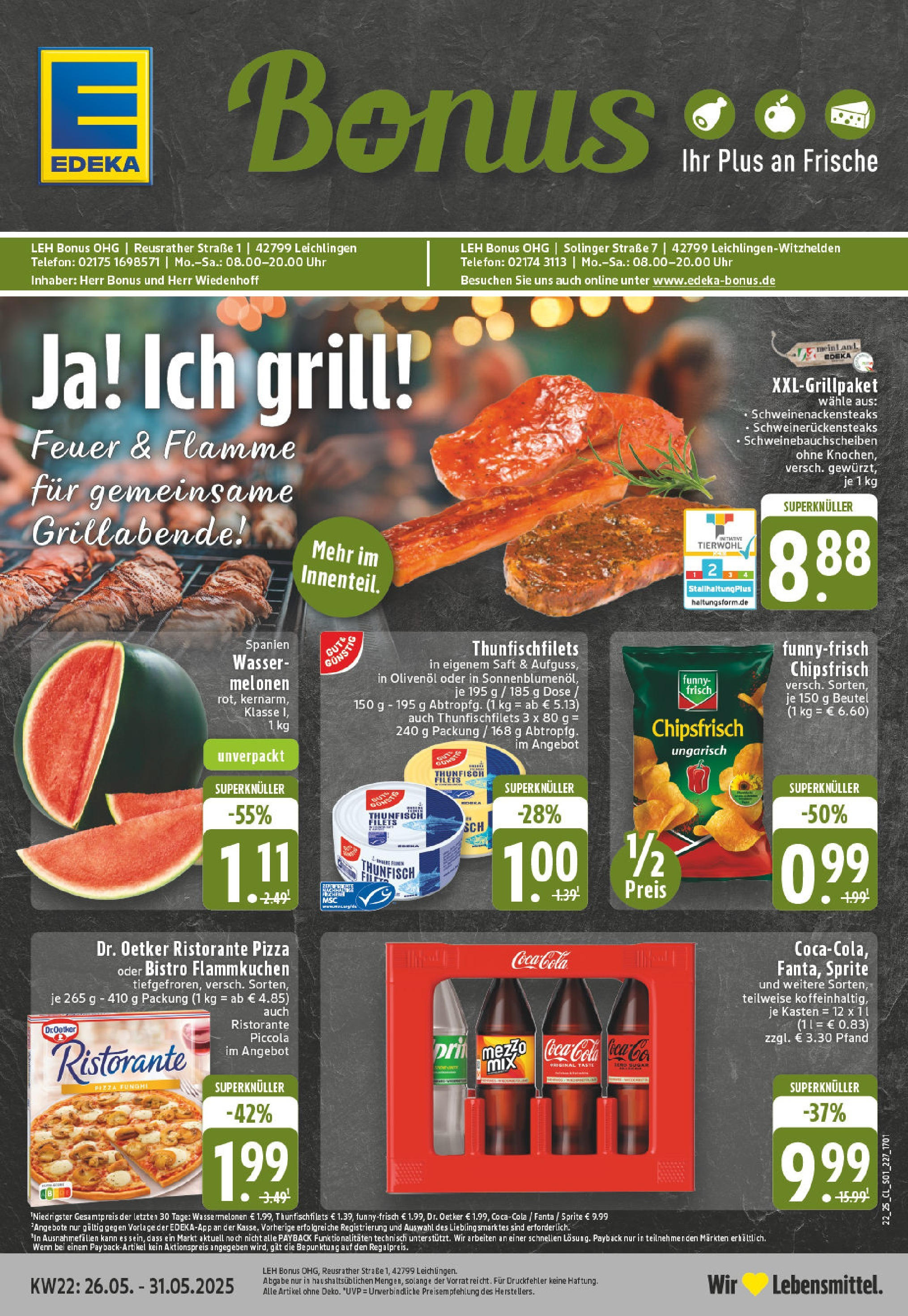 EDEKA Prospekt ab 25.05.2025 - Prospekt Leichlingen Online Vorschau von dem Prospekt des Geschäftes Edeka, gültig ab dem 25.05.2025