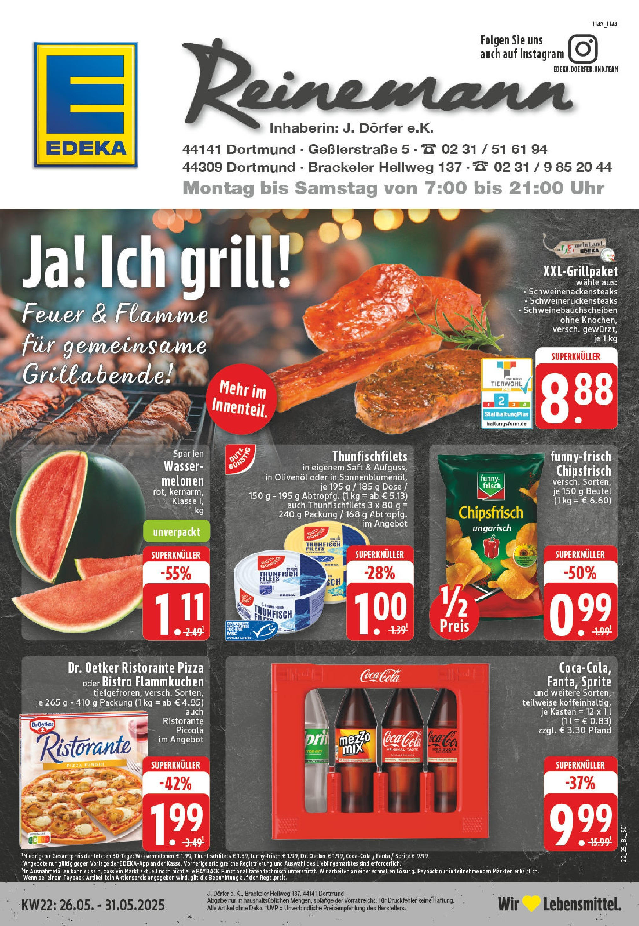 Edeka prospekt Dortmund-Brackel (ab 25.05.2025) » Angebote Online | Seite: 1 | Produkte: Coca cola, Sprite, Chips, Uhr Edeka prospekt Dortmund-Brackel (ab 25.05.2025) » Angebote Online | Seite: 1 | Produkte: Coca cola, Sprite, Chips, Uhr