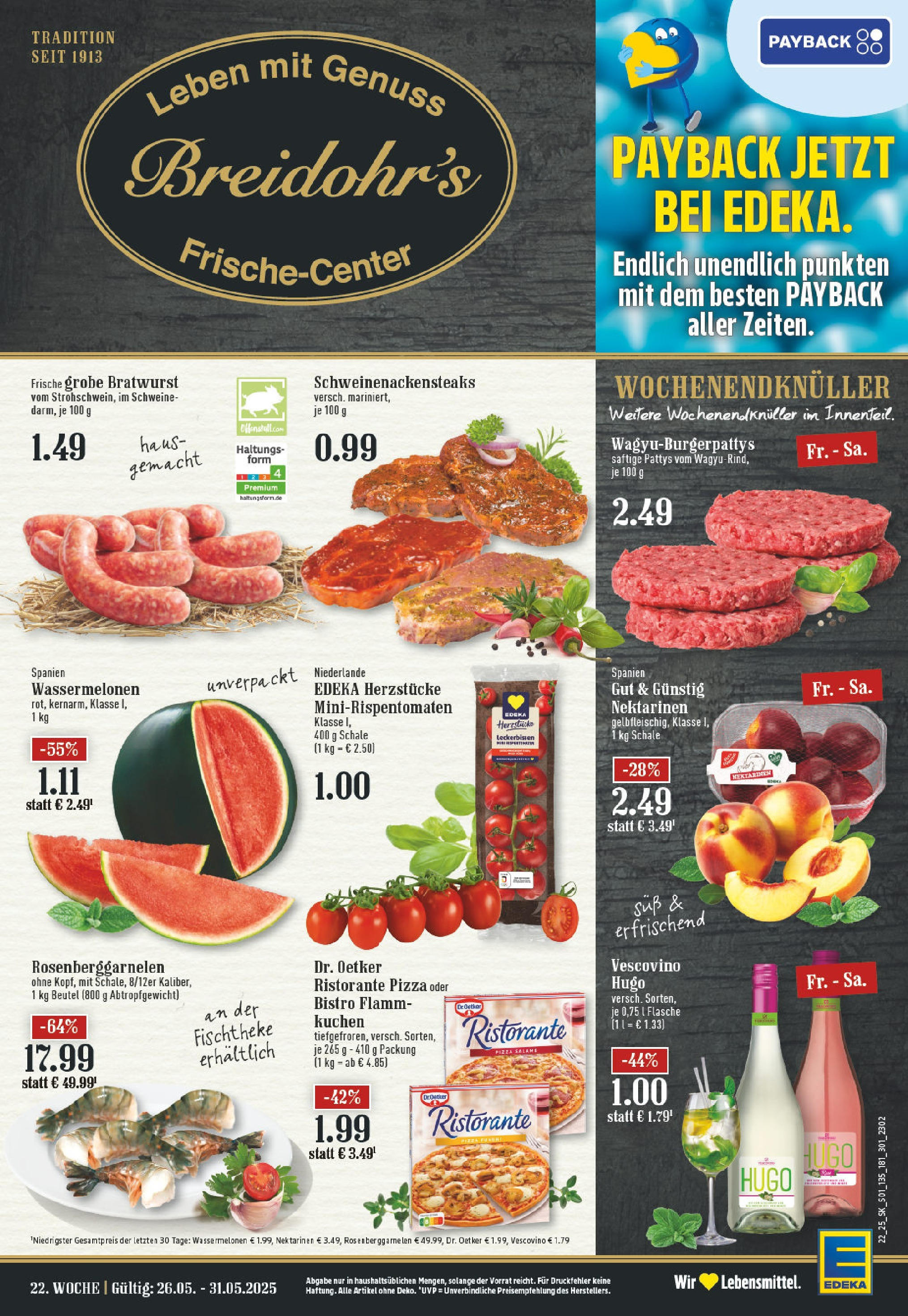 Edeka prospekt Rösrath	 (ab 25.05.2025) » Angebote Online | Seite: 1 | Produkte: Nektarinen, Bratwurst, Pizza, Hugo