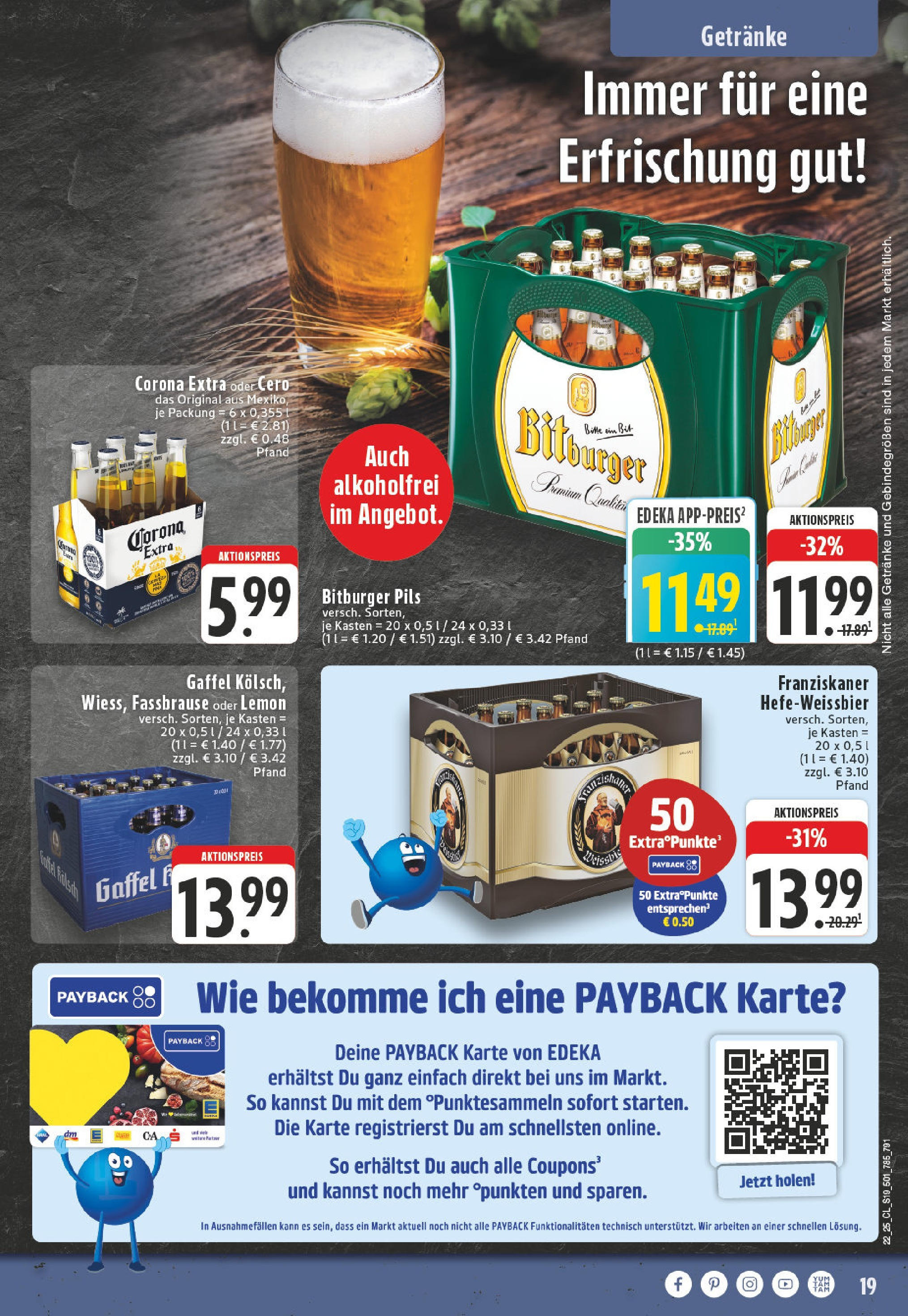 Edeka prospekt Siegburg (ab 25.05.2025) » Angebote Online | Seite: 19 | Produkte: Bitburger, Franziskaner, Pils, Fassbrause Edeka prospekt Siegburg (ab 25.05.2025) » Angebote Online | Seite: 19 | Produkte: Bitburger, Franziskaner, Pils, Fassbrause
