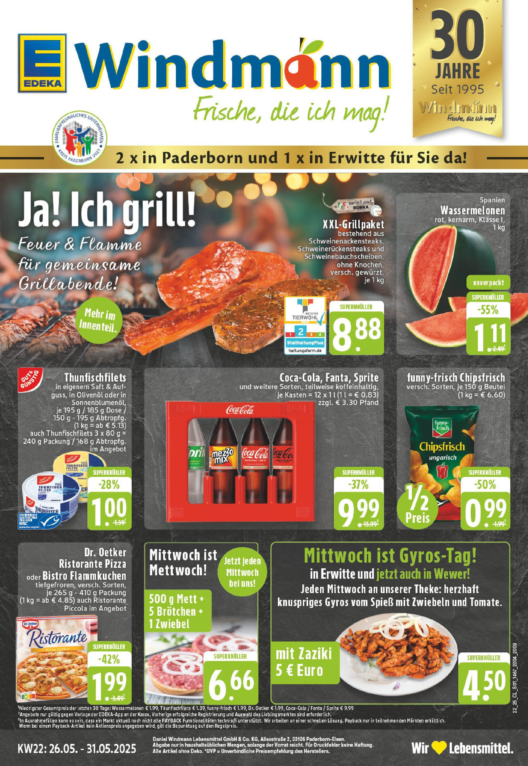 Edeka prospekt Erwitte	 (ab 25.05.2025) » Angebote Online | Seite: 1 | Produkte: Ristorante, Grill, Coca cola, Thunfisch