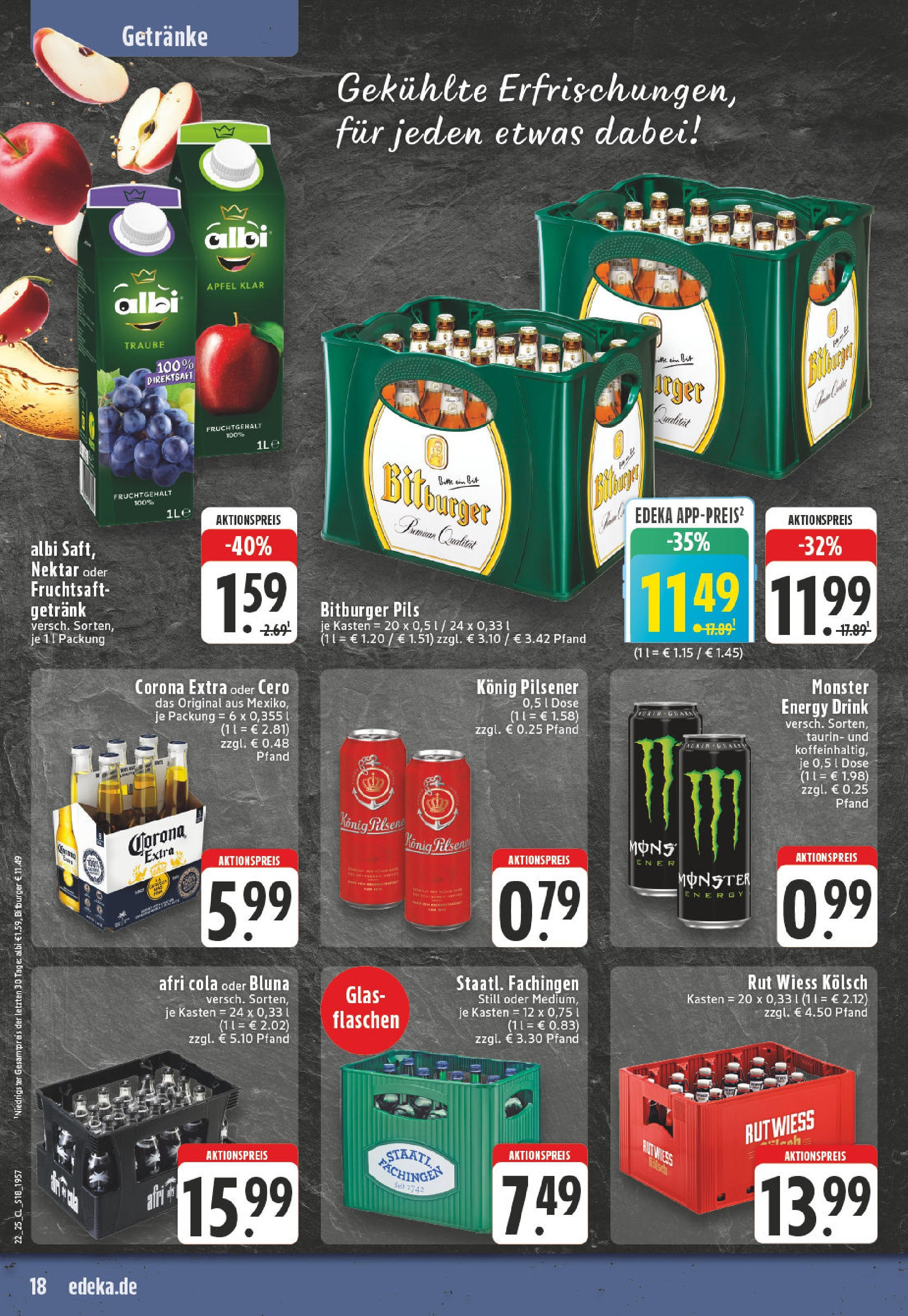 Edeka prospekt Leverkusen-Schlebusch	 (ab 25.05.2025) » Angebote Online | Seite: 18 | Produkte: Bitburger, Cola, Pils, Äpfel