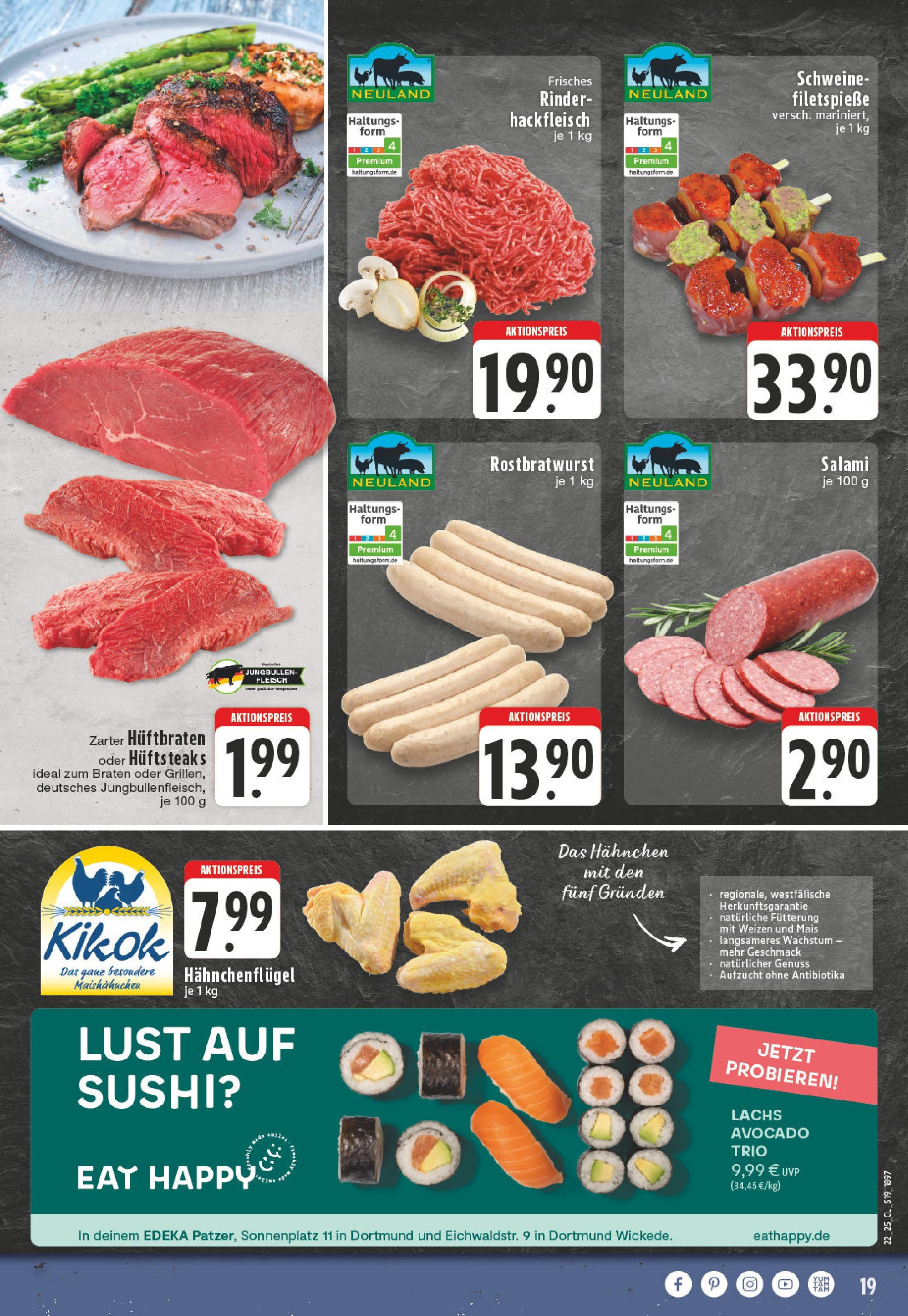 Edeka prospekt Dortmund - Wickede	 (ab 25.05.2025) » Angebote Online | Seite: 19 | Produkte: Avocado, Lachs, Salami, Hackfleisch