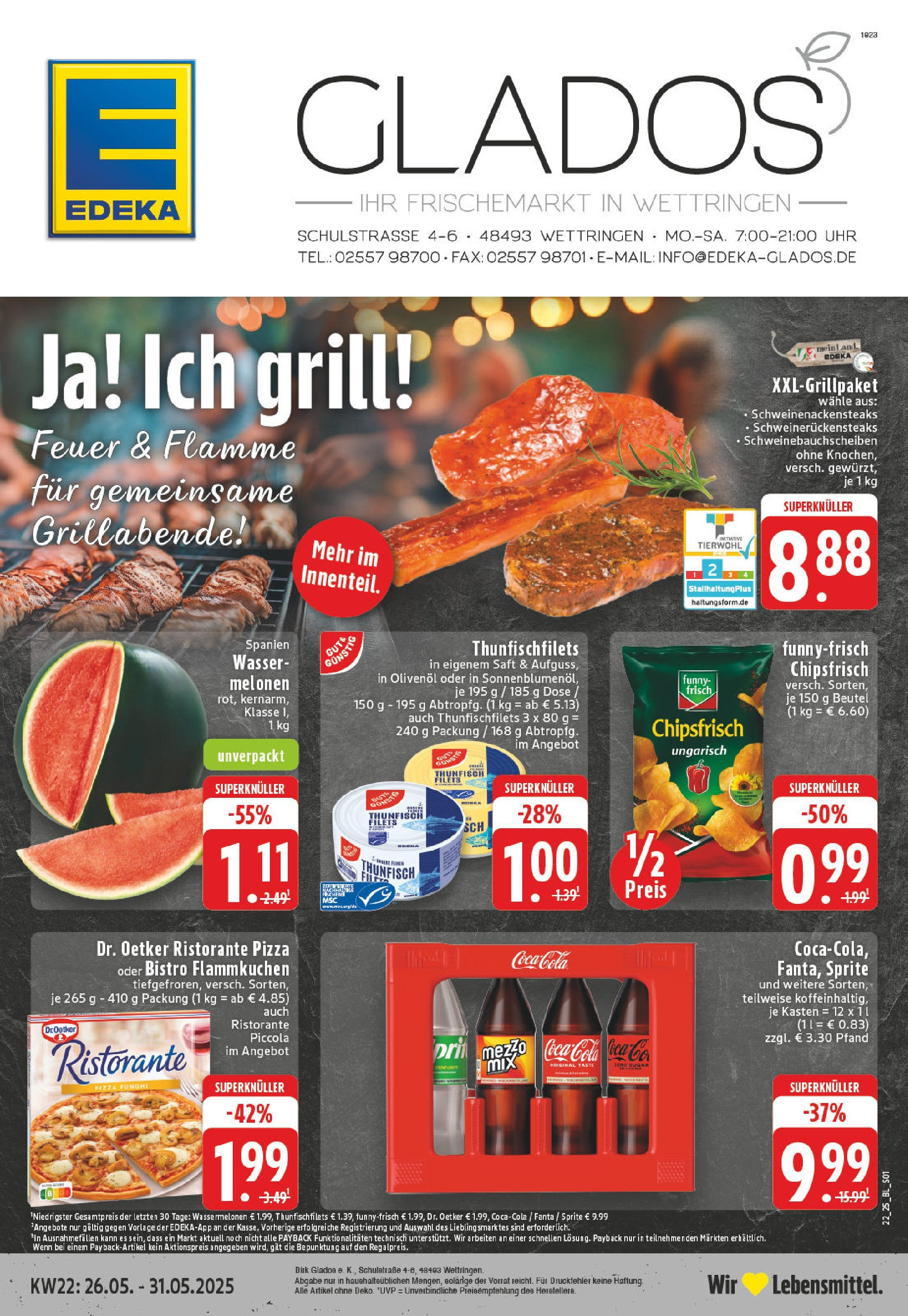 Edeka prospekt Wettringen (ab 25.05.2025) » Angebote Online | Seite: 1 | Produkte: Coca cola, Sprite, Cola, Olivenol Edeka prospekt Wettringen (ab 25.05.2025) » Angebote Online | Seite: 1 | Produkte: Coca cola, Sprite, Cola, Olivenol
