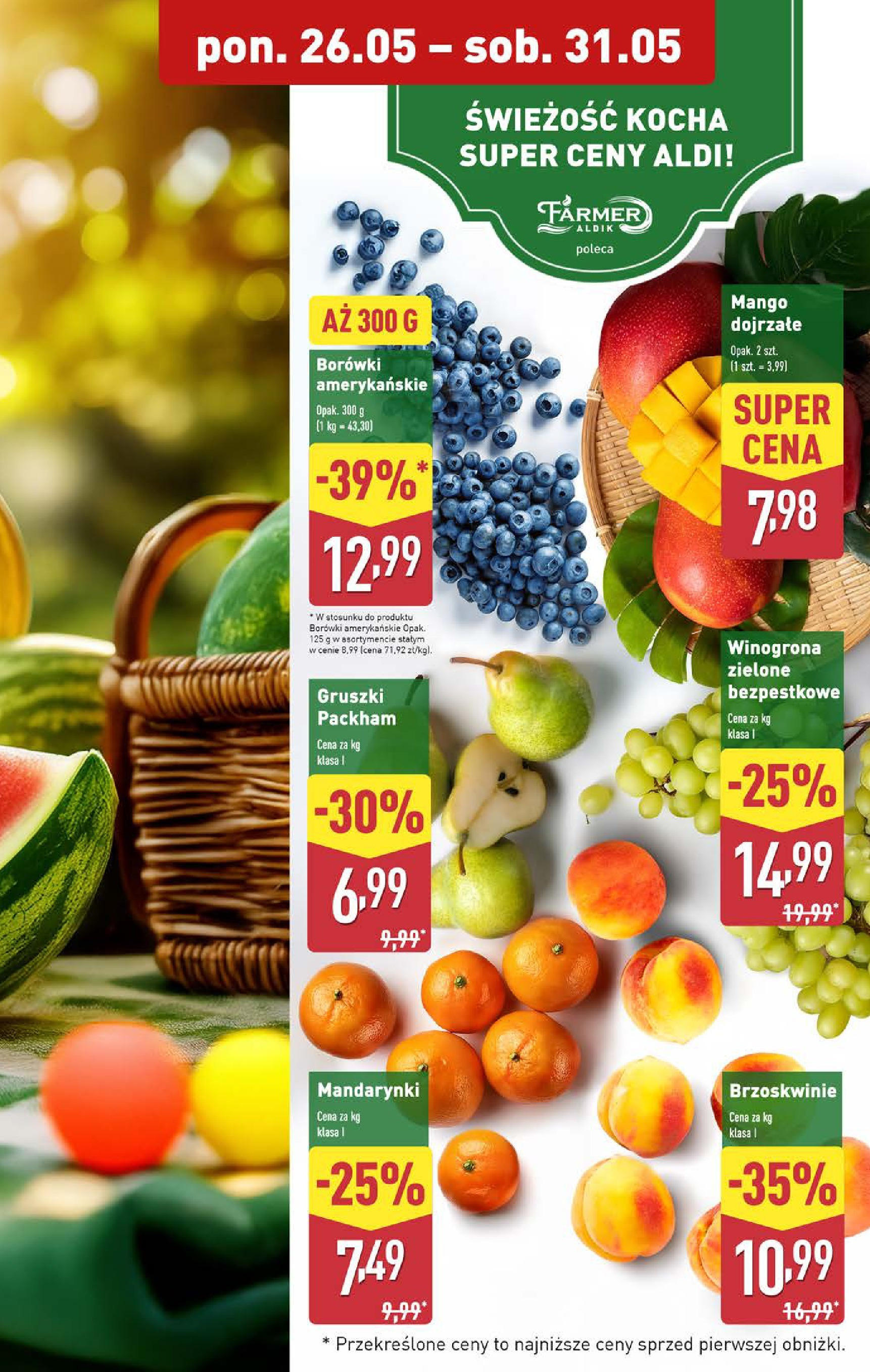 Aldi Gazetka od 26.05.2025 - Ulotka PDF, promocje | Strona: 5 | Produkty: Mango, Winogrona, Brzoskwinie, Mandarynki