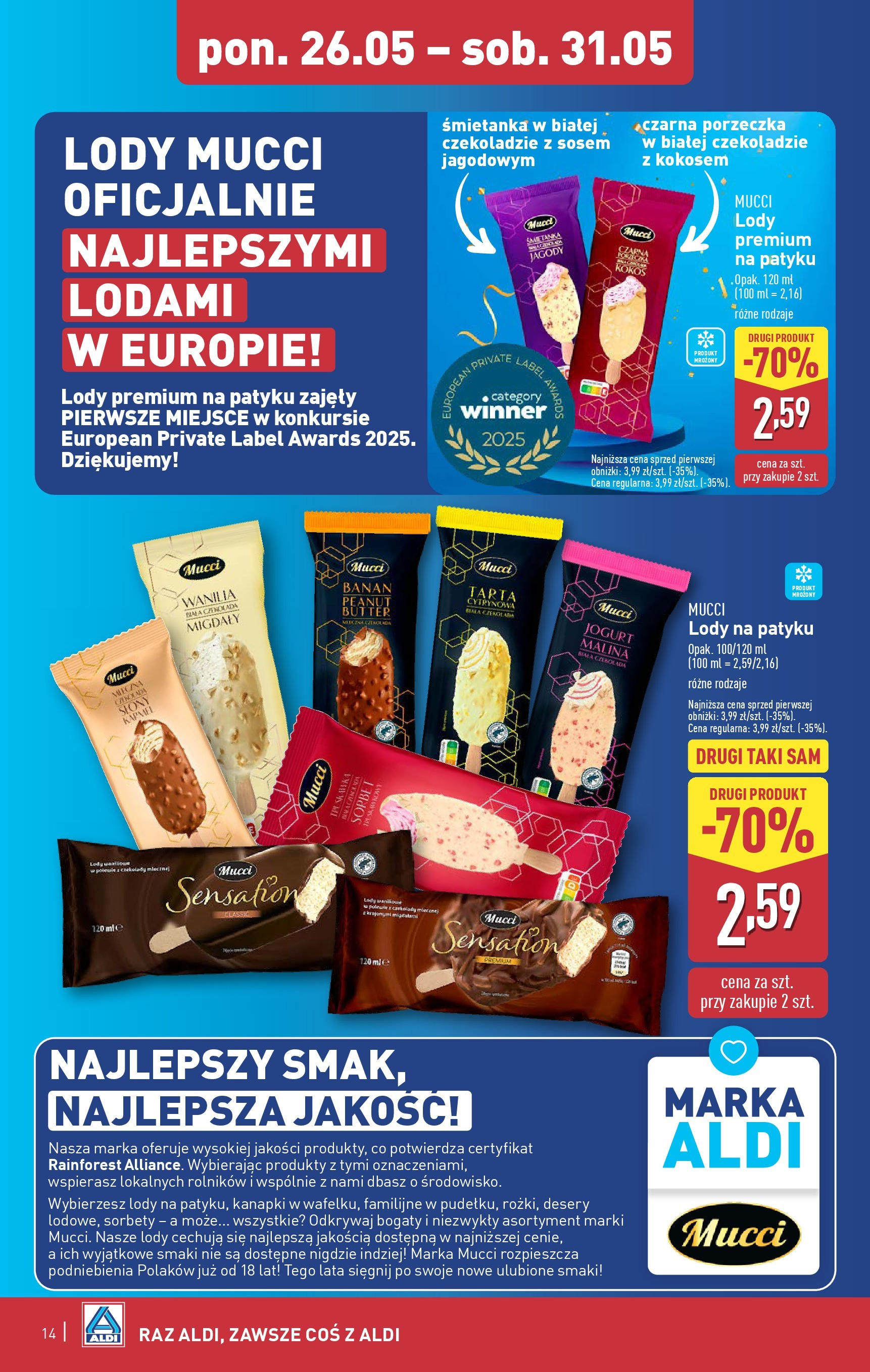 Aldi Gazetka od 26.05.2025 - Ulotka PDF, promocje | Strona: 14 | Produkty: Jagody, Malina, Lody waniliowe, Lody