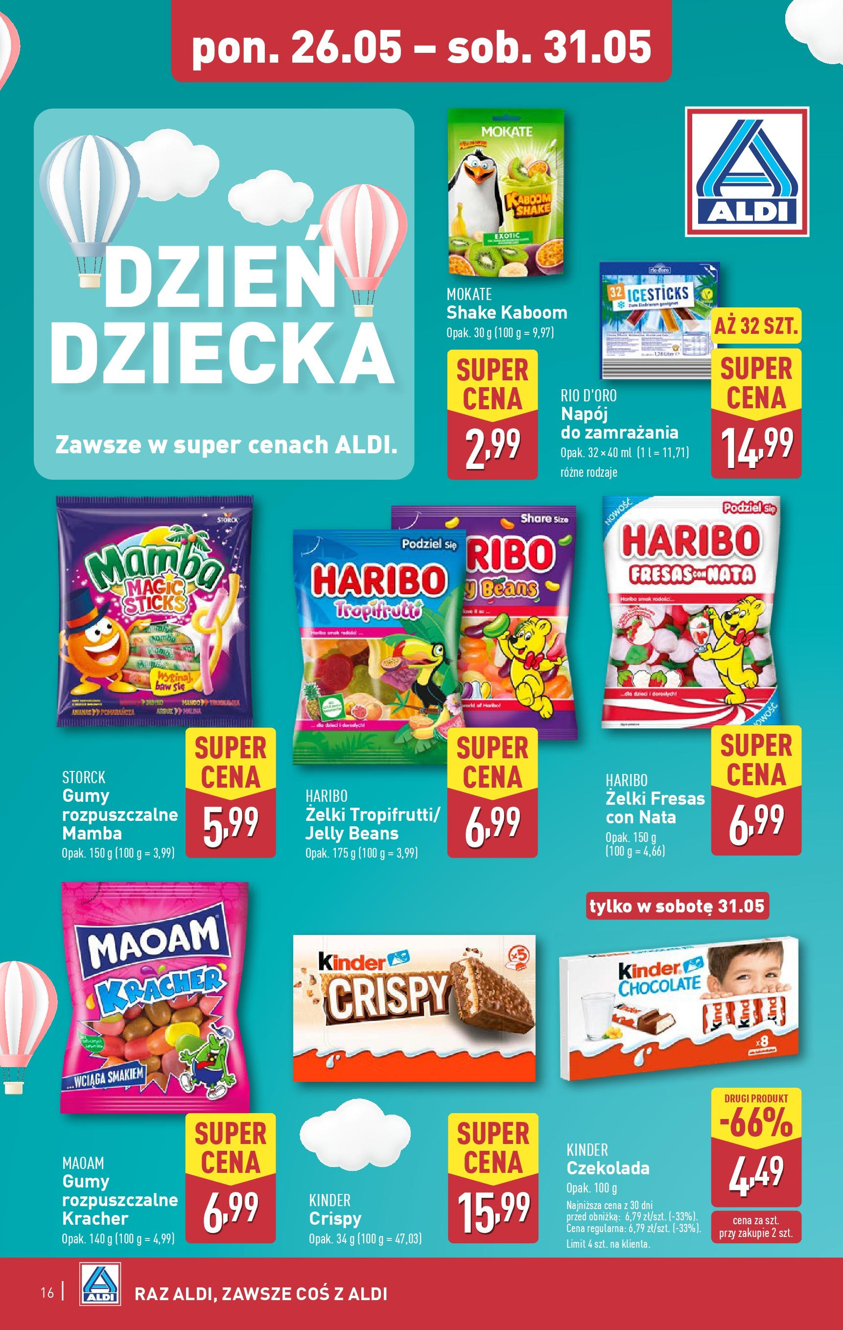 Aldi Gazetka od 26.05.2025 - Ulotka PDF, promocje | Strona: 16 | Produkty: Gumy, Żelki, Czekolada