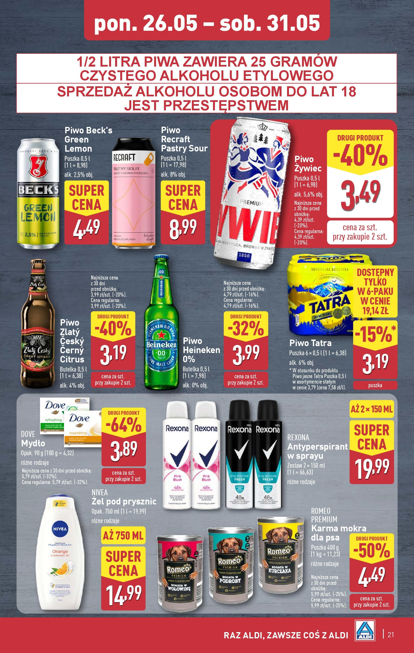 Aldi Gazetka od 26.05.2025 - Ulotka PDF, promocje | Strona: 21 | Produkty: Prysznic, Piwo, Mydło, Żel pod prysznic