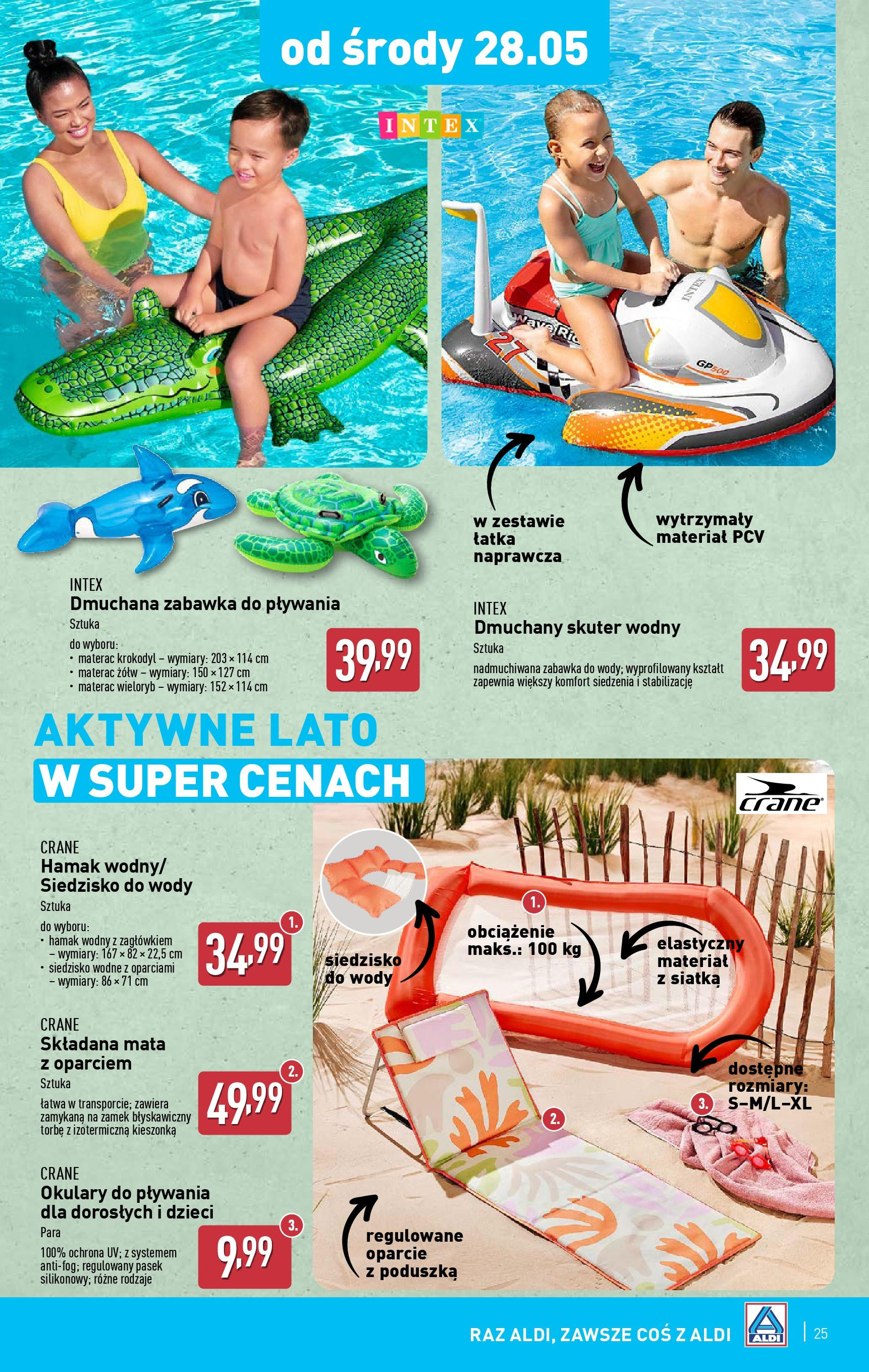 Aldi Gazetka od 26.05.2025 - Ulotka PDF, promocje | Strona: 25 | Produkty: Okulary, Poduszka, Siatka, Hamak