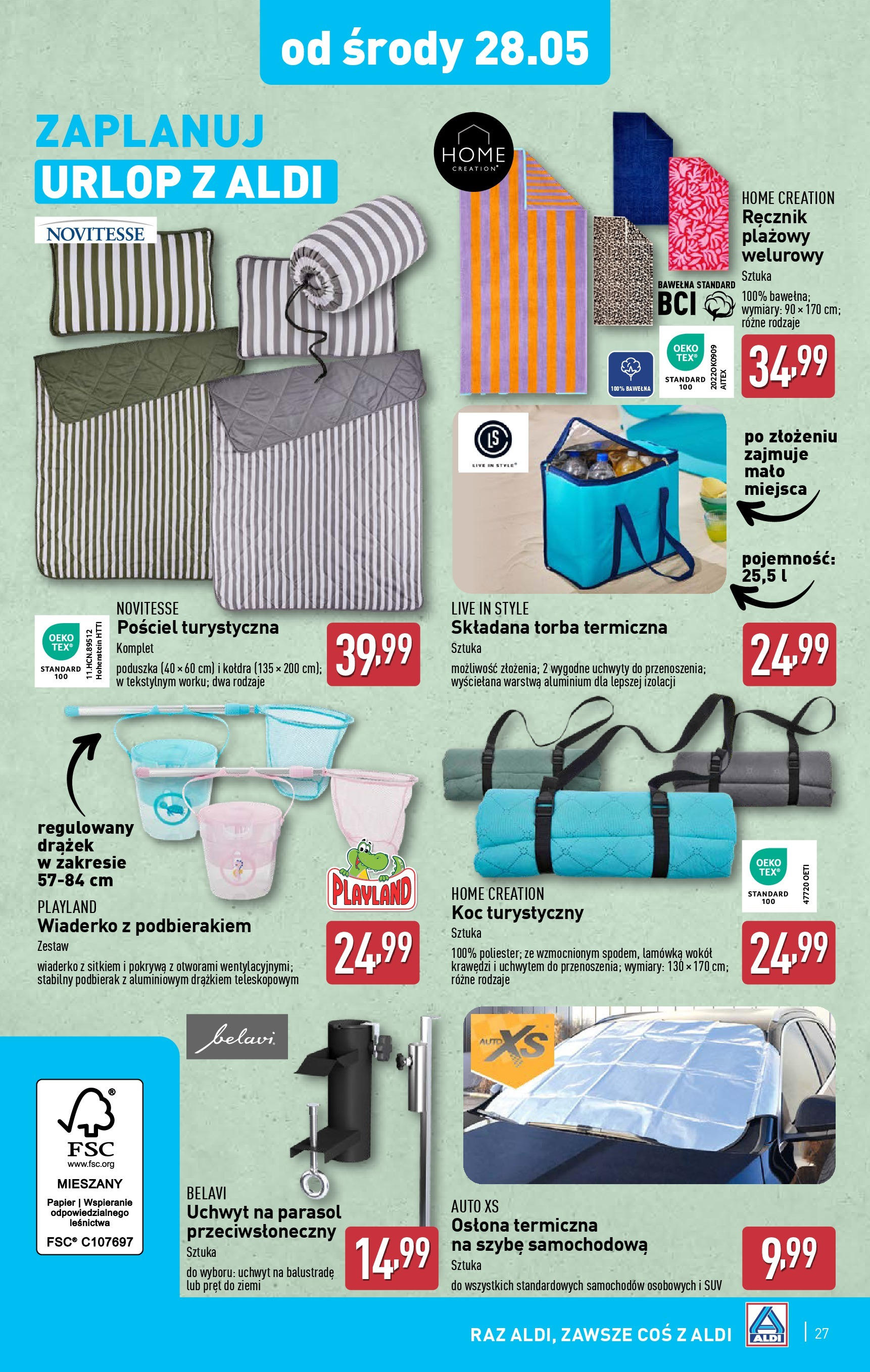 Aldi Gazetka od 26.05.2025 - Ulotka PDF, promocje | Strona: 27 | Produkty: Torba, Poduszka, Koc, Kołdra