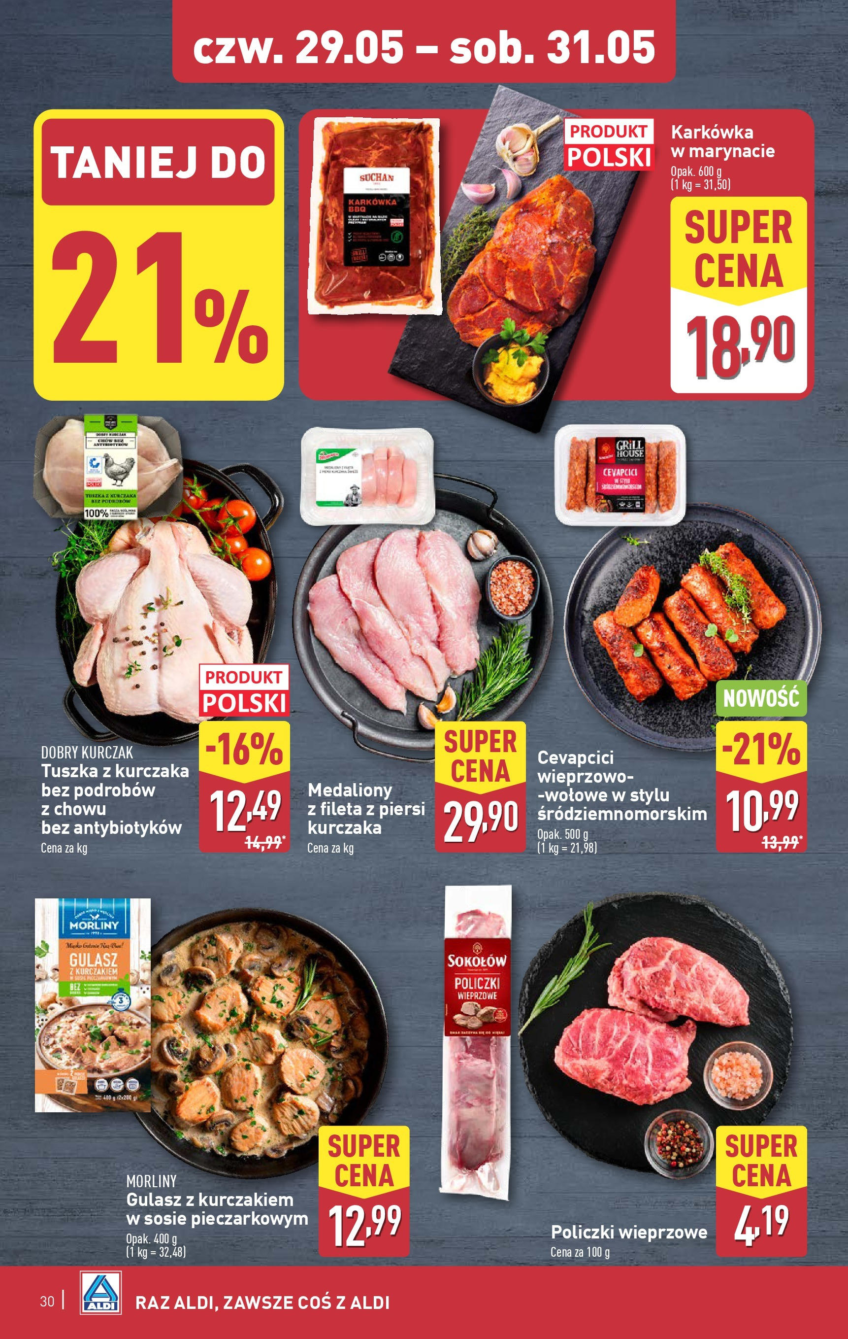 Aldi Gazetka od 26.05.2025 - Ulotka PDF, promocje | Strona: 30 | Produkty: Karkówka, Piersi, Grill, Gulasz