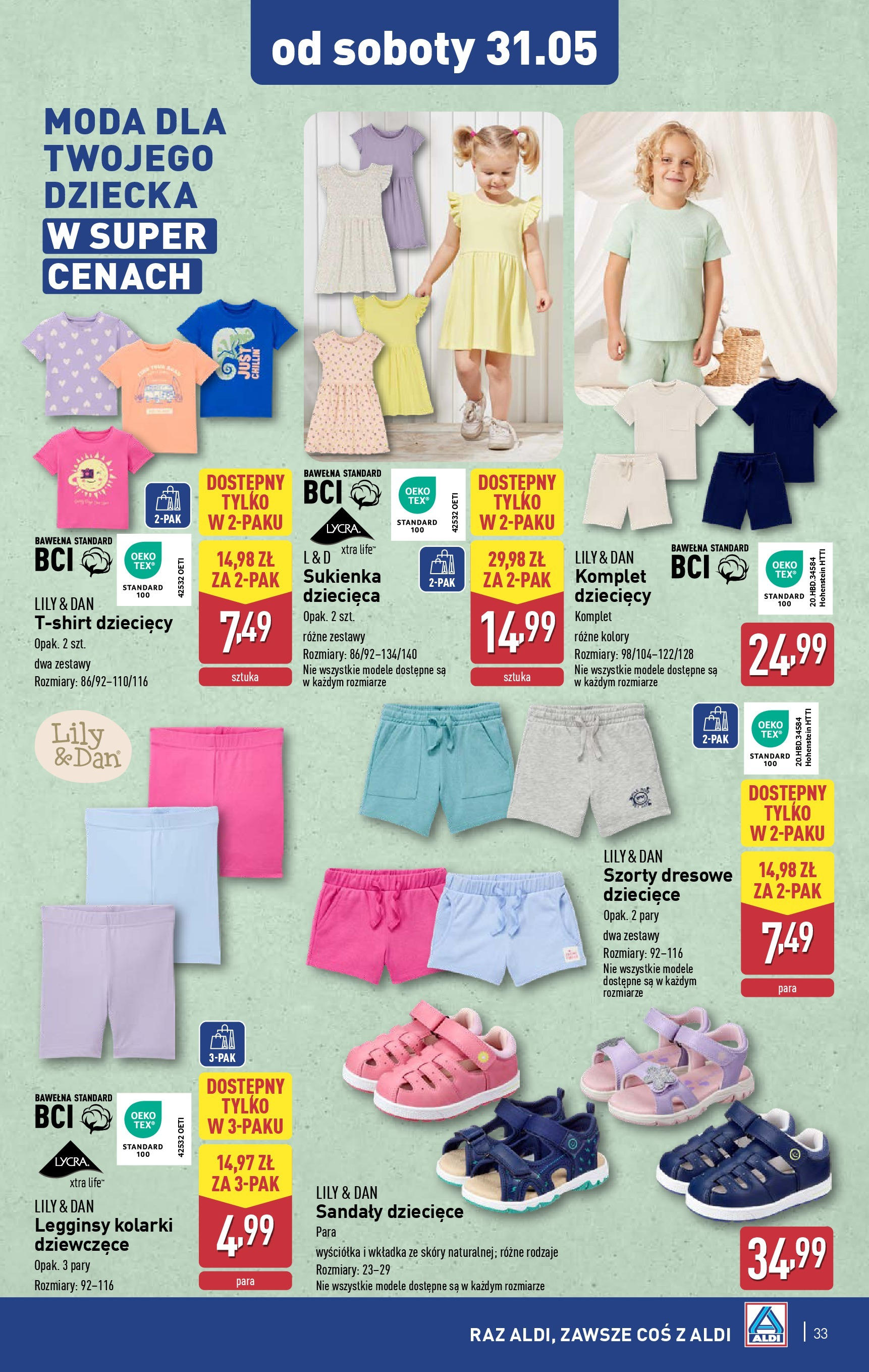 Aldi Gazetka od 26.05.2025 - Ulotka PDF, promocje | Strona: 33 | Produkty: Szorty, Legginsy, Sandały, Sukienka
