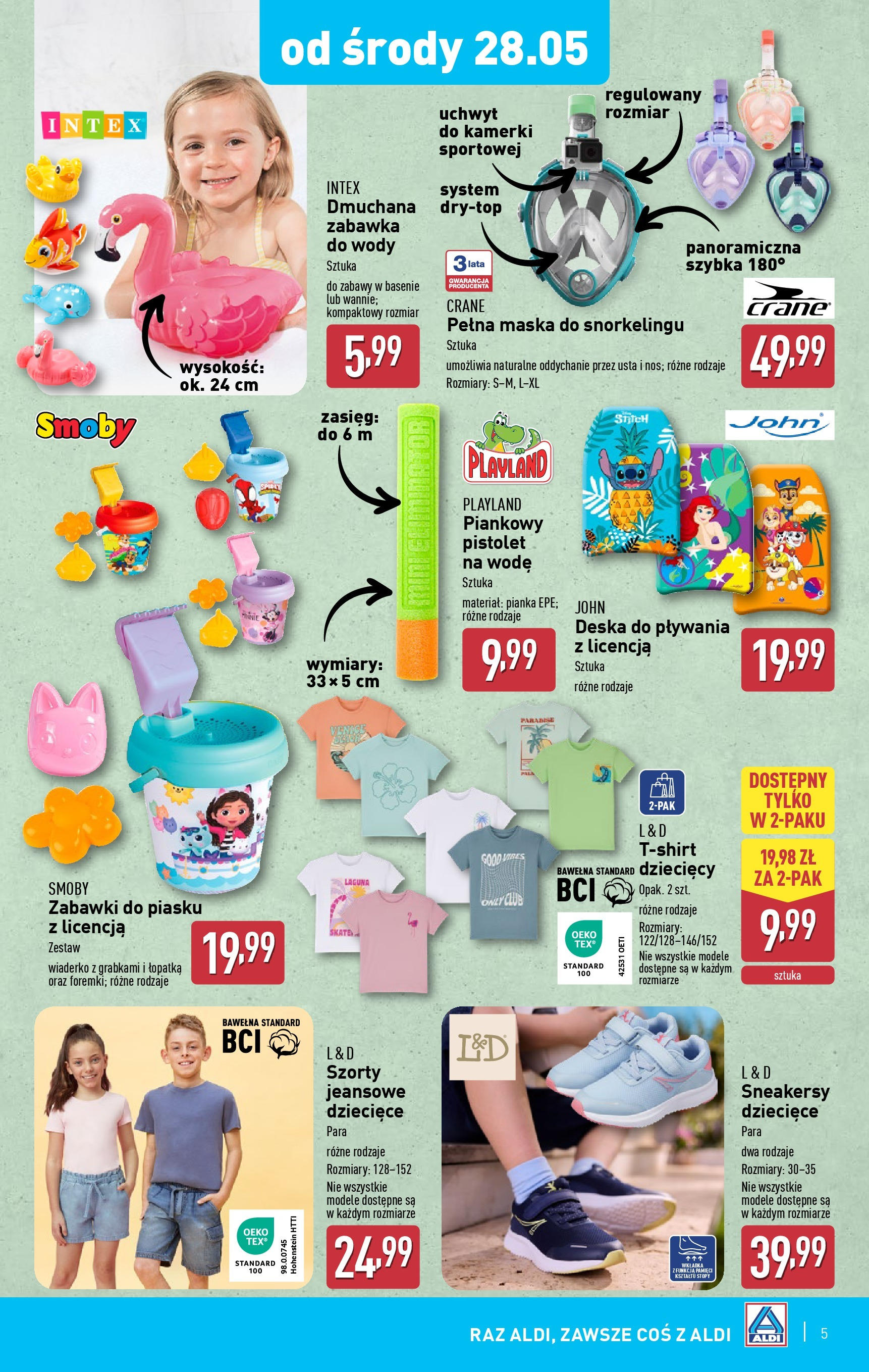 Aldi Gazetka - Hity od Środy i od Soboty od 28.05.2025 - Ulotka PDF, promocje | Strona: 5 | Produkty: Szorty, Maska