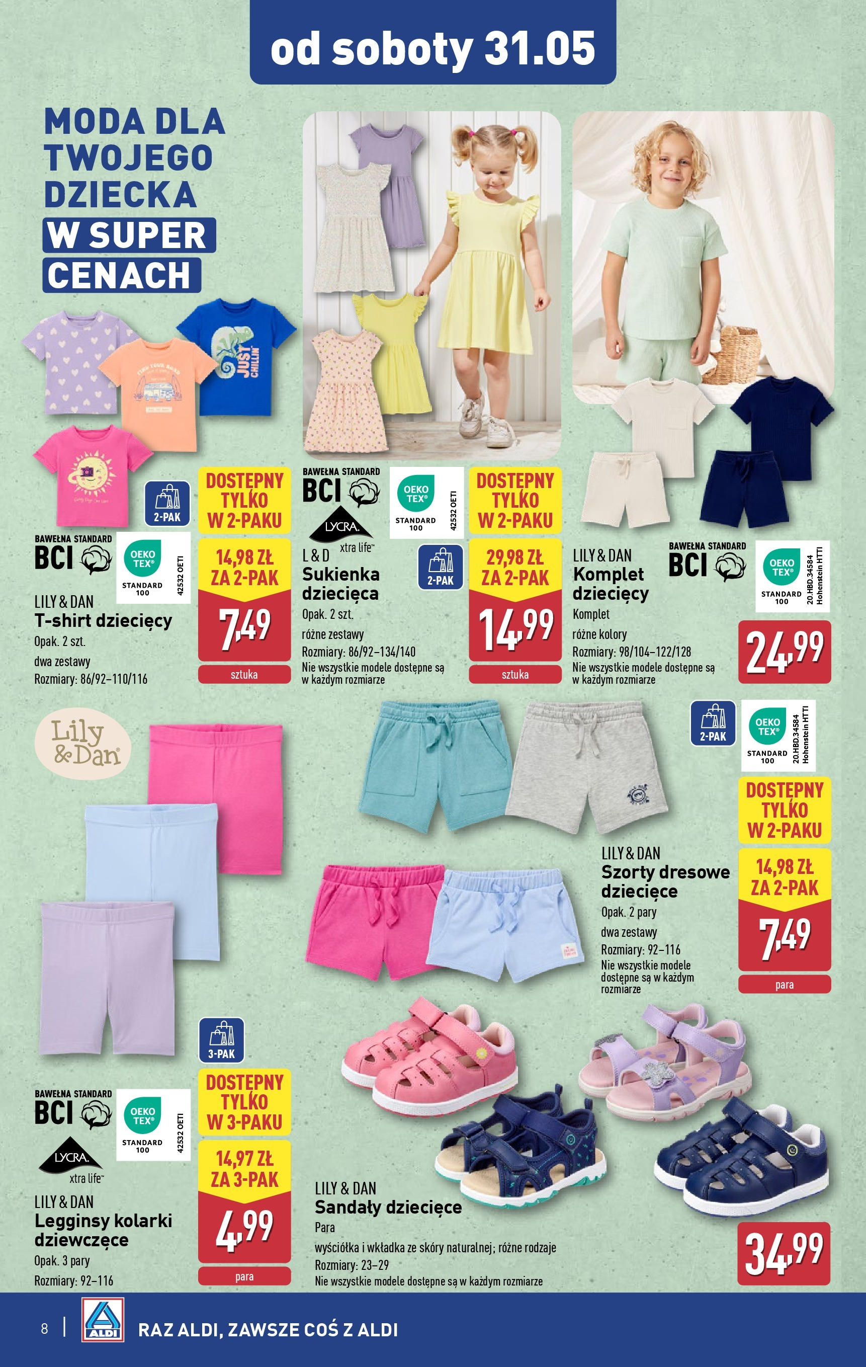 Aldi Gazetka - Hity od Środy i od Soboty od 28.05.2025 - Ulotka PDF, promocje | Strona: 8 | Produkty: Szorty, Legginsy, Sandały, Sukienka