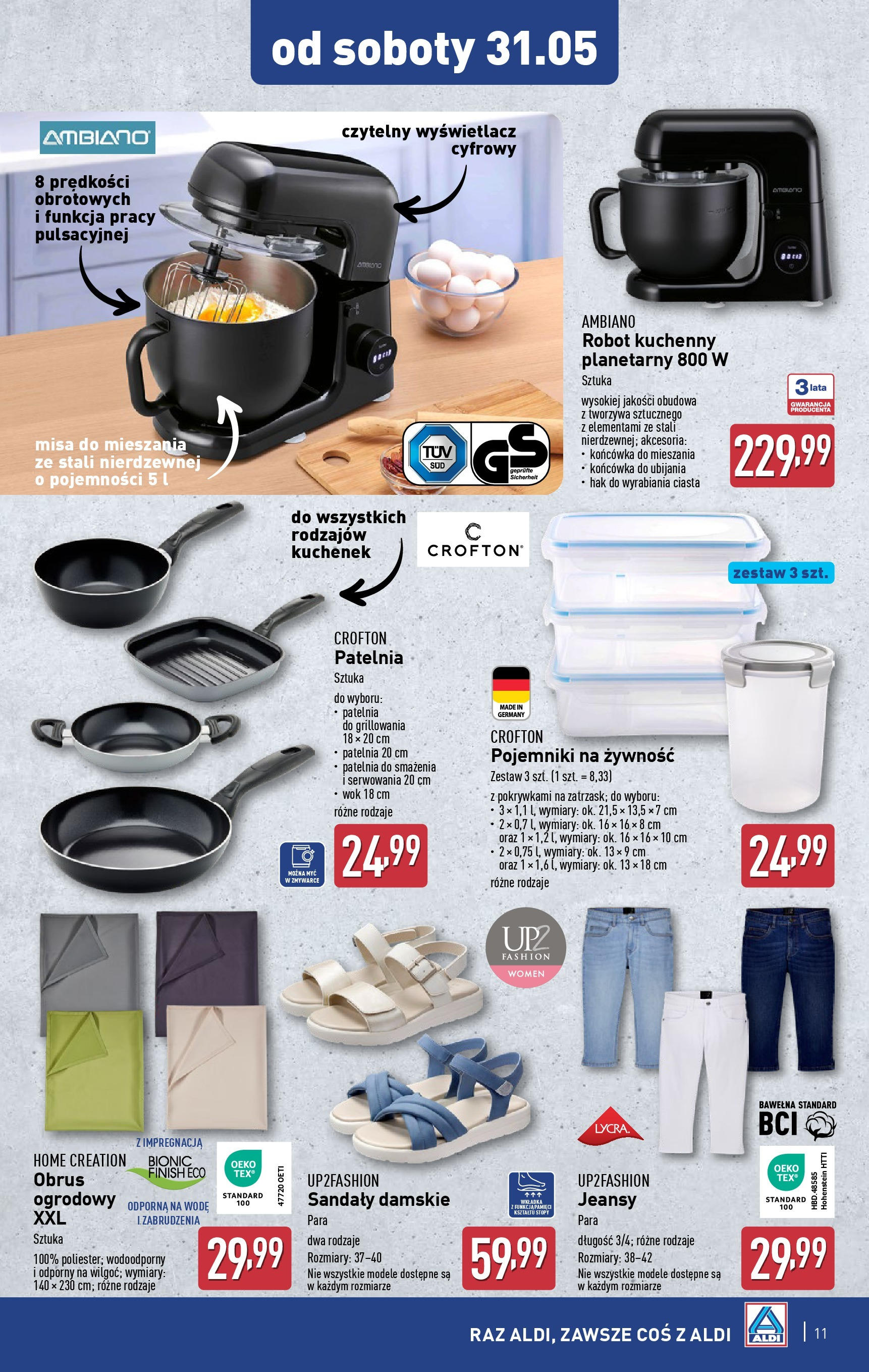 Aldi Gazetka - Hity od Środy i od Soboty od 28.05.2025 - Ulotka PDF, promocje | Strona: 11 | Produkty: Robot kuchenny, Robot, Patelnia, Pojemniki na żywność