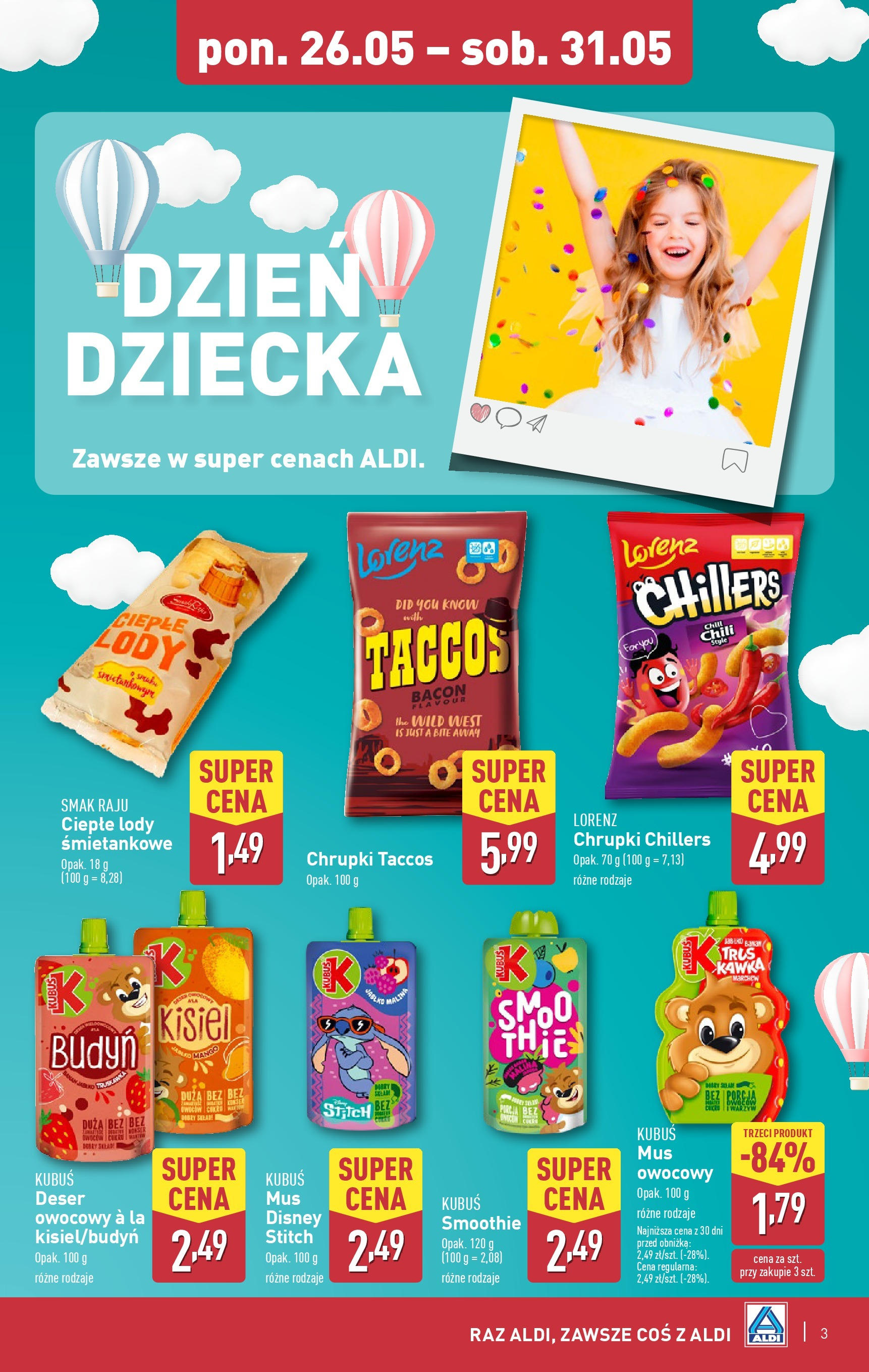 Aldi Gazetka - Dzień Dziecka od 26.05.2025 - Ulotka PDF, promocje | Strona: 3 | Produkty: Mango, Chili, Maliny, Lody